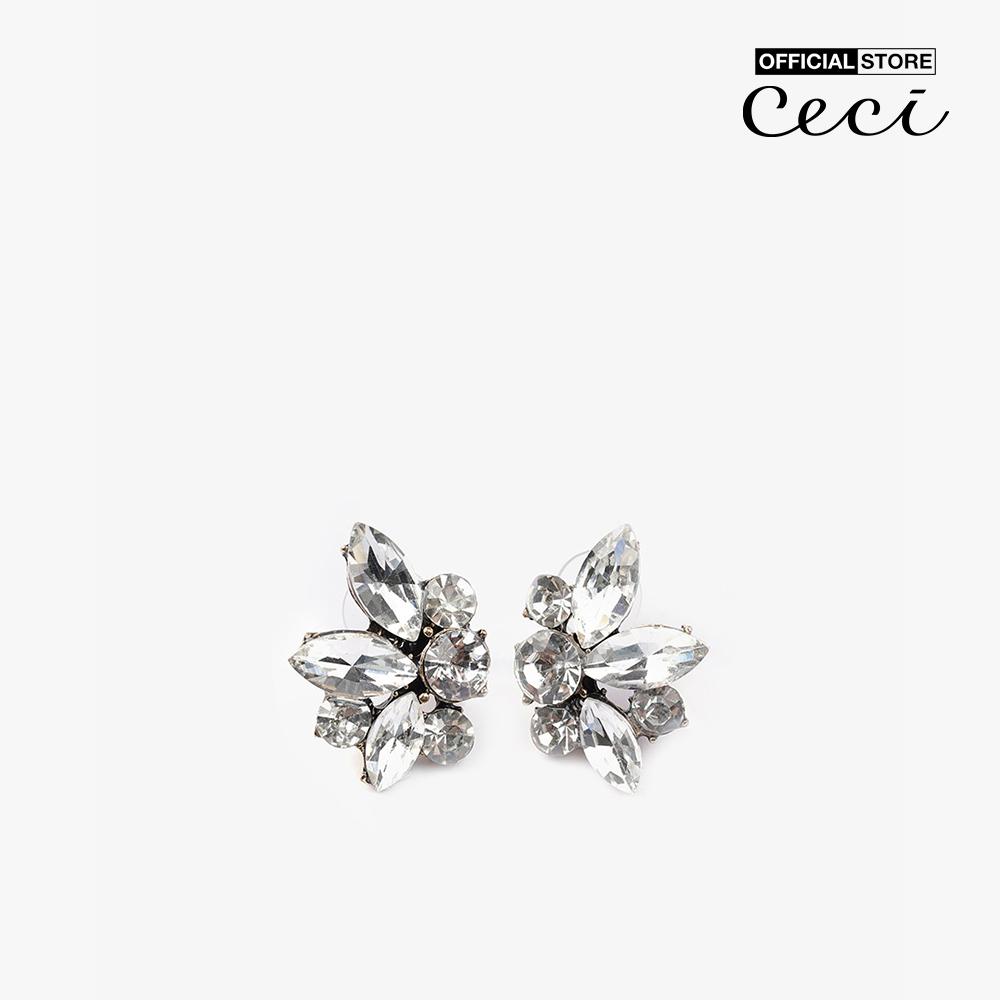 CECI - Khuyên tai nữ xỏ lỗ kiểu dáng cánh hoa lấp lánh CC1-09000095