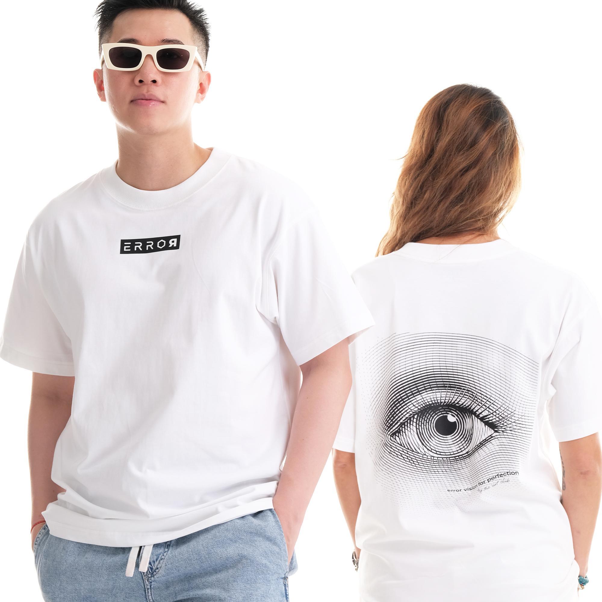 Áo Phông Oversize Nam Nữ Cặp Đôi Error Vision Local Brand Error Cotton Basic Màu Trắng Vải Mát Không Co Rút Sau Giặt