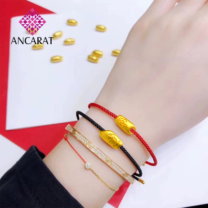 Vòng tay handmade Hạt Gạo Khắc Chữ vàng 24K - ANCARAT