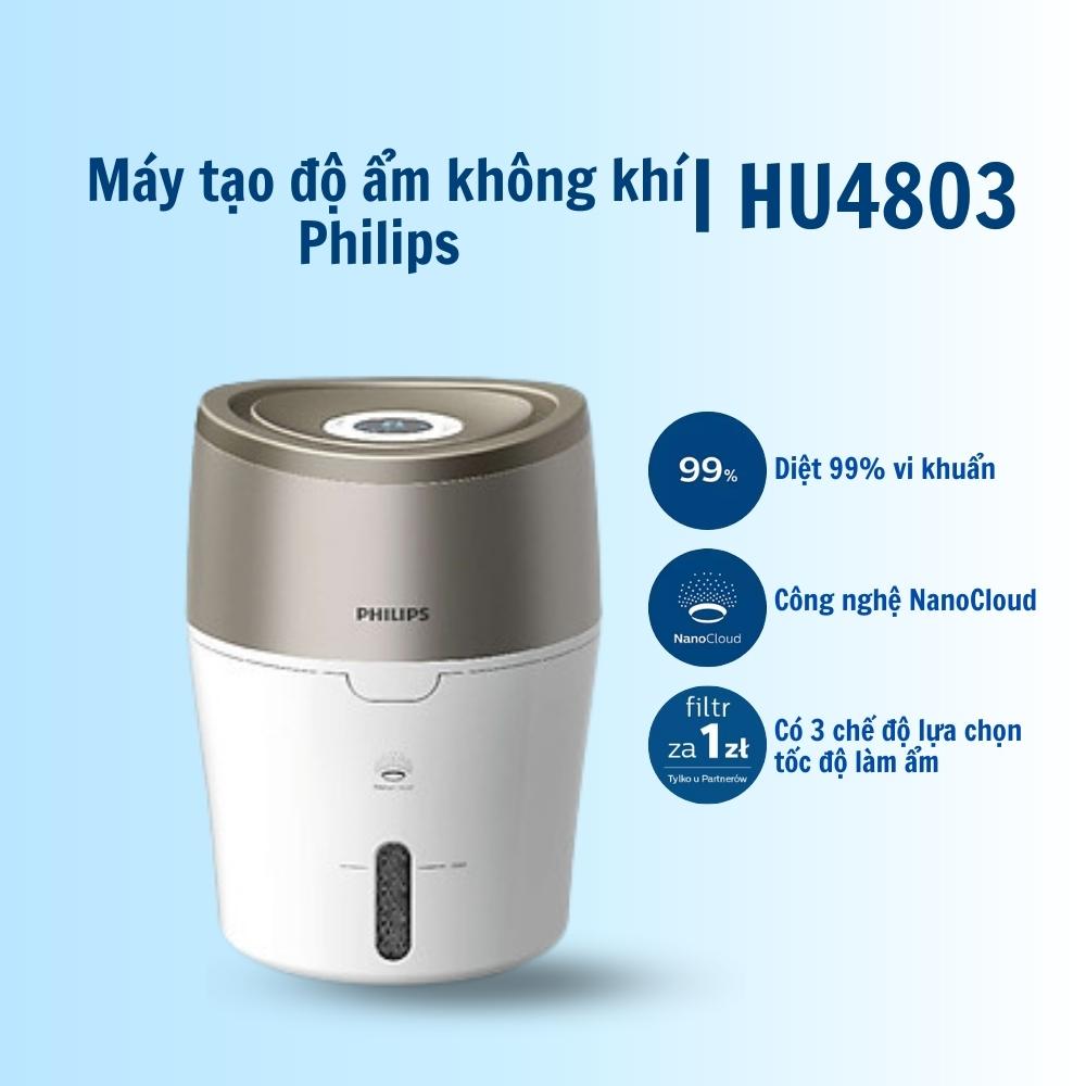 Máy tạo độ ẩm Philips làm ẩm không khí phòng đa năng hiển thị đèn led HU4803 - Hàng nhập khẩu