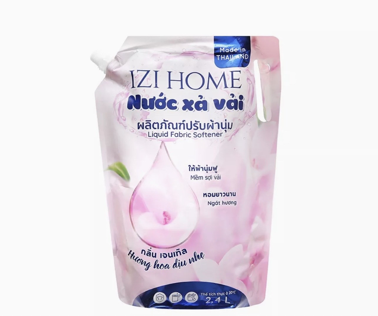 Nước xả vải IZI HOME hương hoa dịu nhẹ túi 2.4 lít