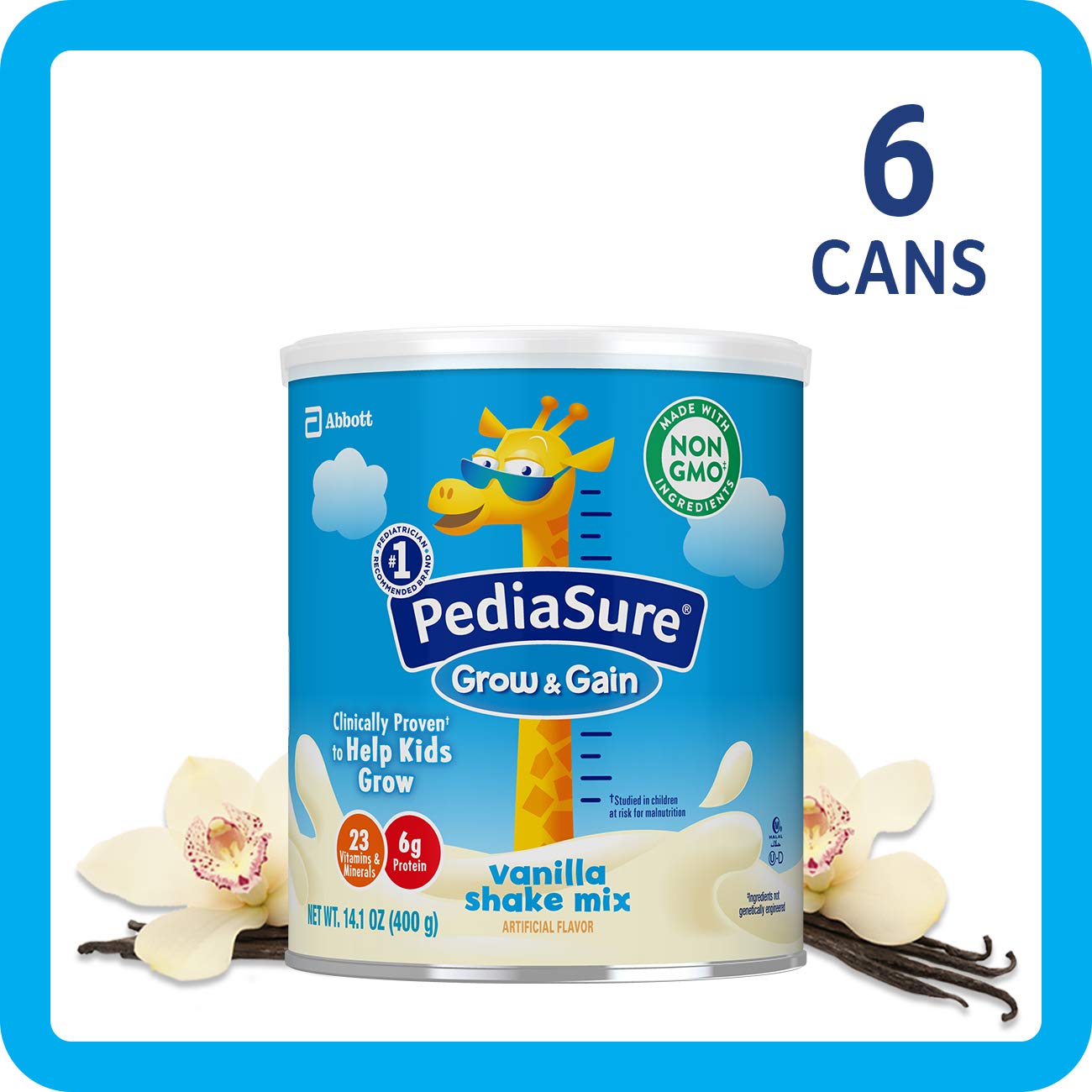 Thùng 06 hộp sữa bột PediaSure Grow & Gain hương Vani 400gr