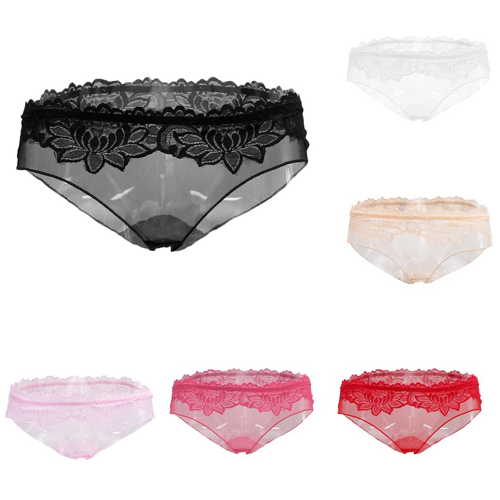 Women's Solid Sheer Mesh Panties Stretchy Low Rise Briefs Underwear Lingerie