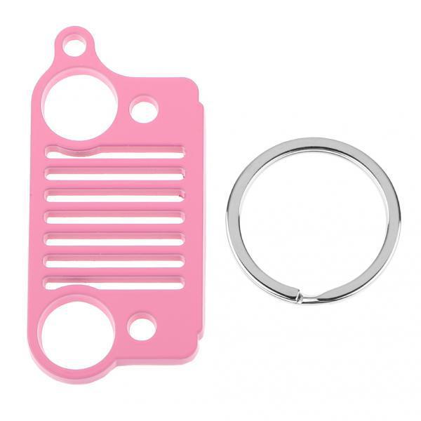 2x Steel Key Chain Ring Grill for Jeep Key Ring CJ JK TJ YJ XJ-Pink