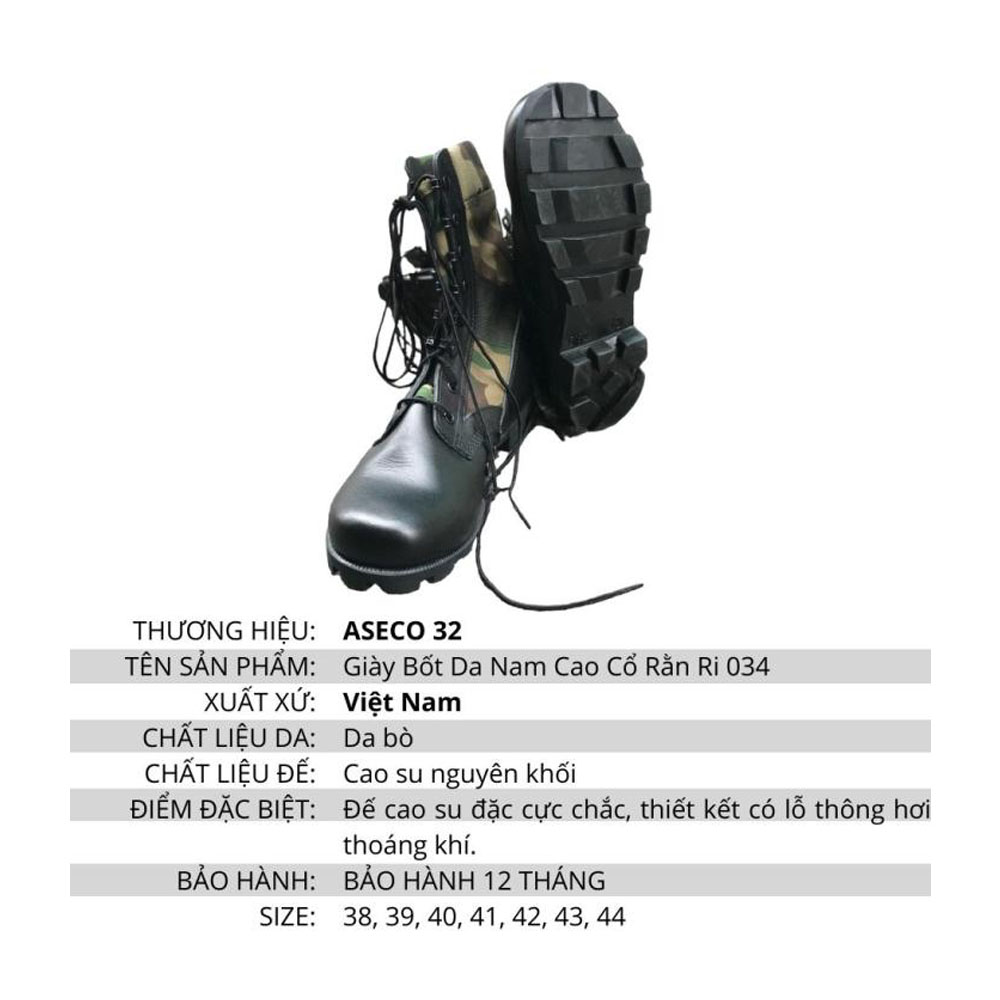 [Chính Hãng] Giày ghệt cơ động, bốt cổ cao nam da thật đen phối rằn ri cao cấp Cty 32 034 K07