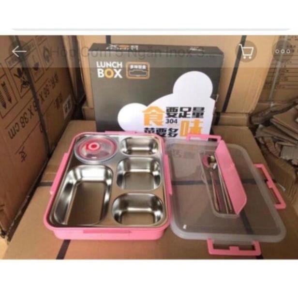 Hộp cơm 5 ngăn inox kèm thìa, đũa