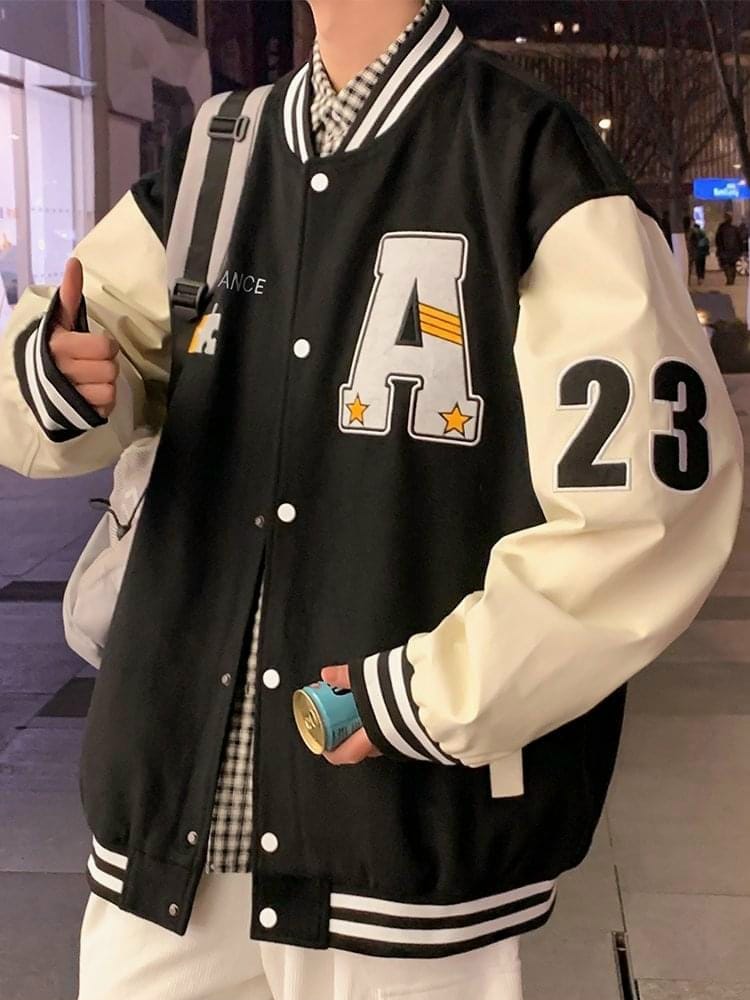 Áo Bomber Nam Nữ, Áo Bomber Nỉ Phối Tay Thêu Chữ A