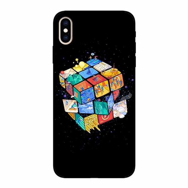 Ốp lưng in cho Iphone XS MAX Rubik Vũ Trụ