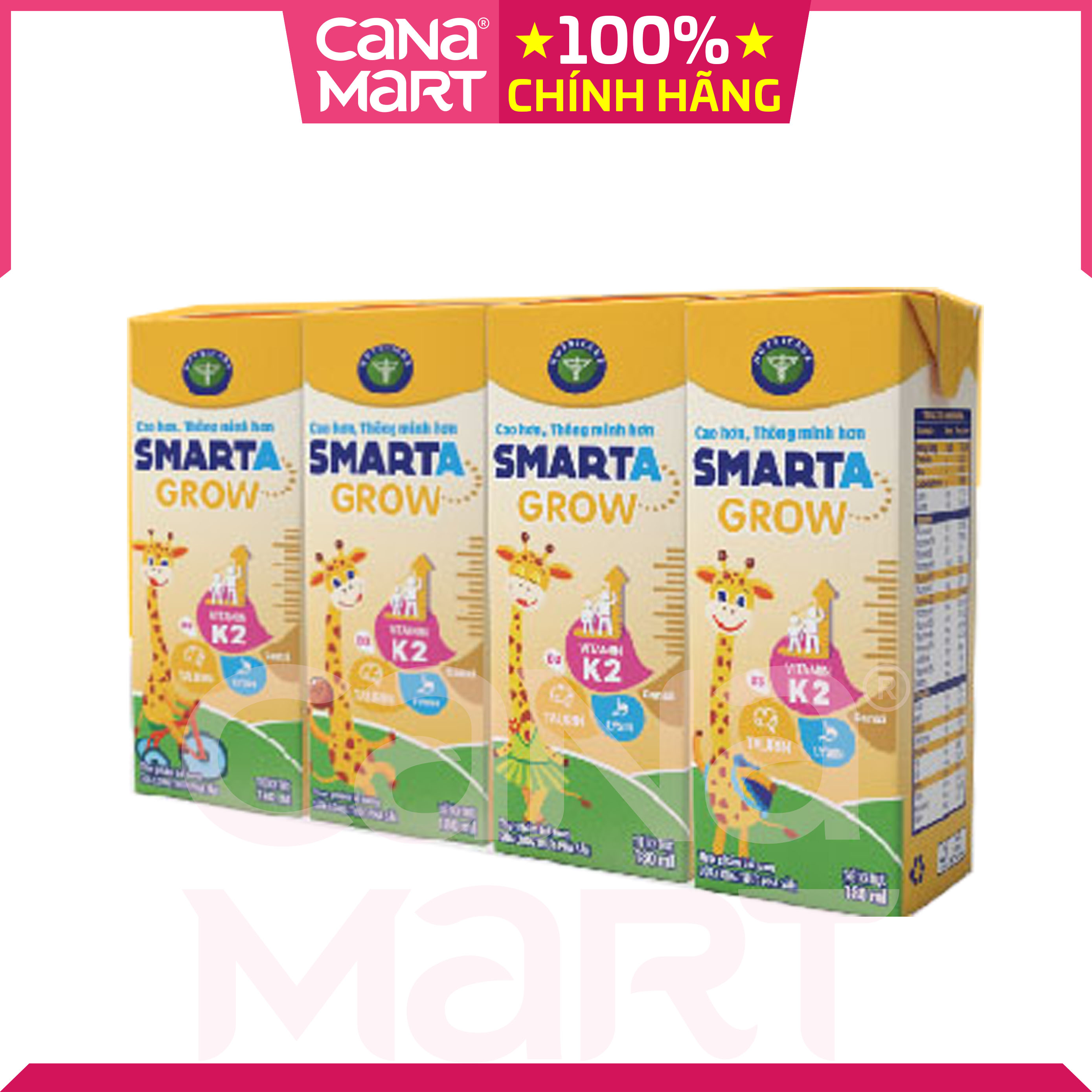 Thùng sữa nước Nutricare Smarta Grow dinh dưỡng cho trẻ thấp còi (110ml)