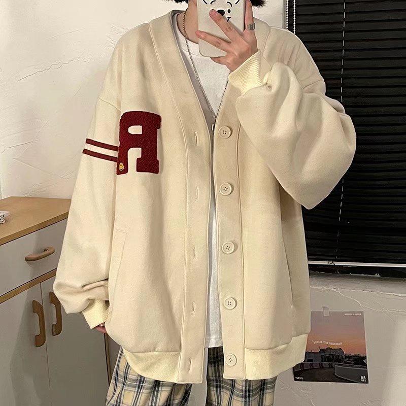 Hình ảnh Áo Khoác Cardigan Unisex️Áo Cardigan Họa Tiết Chữ R Chấm Bi form rộng Ulzzang Unisex Nam/Nữ (Ảnh thật/ có sẳn)