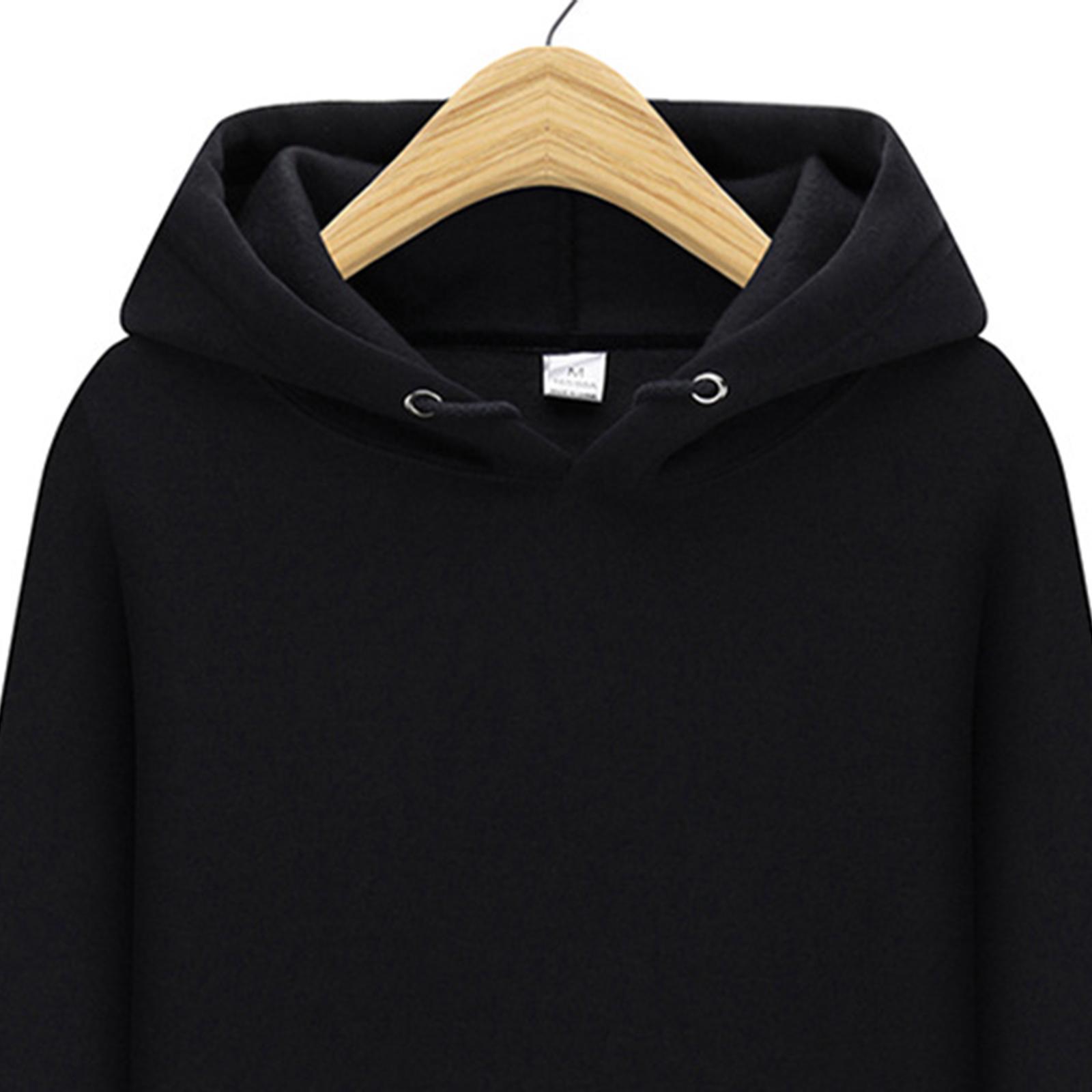 Women Men Pullover Hoodies Autumn Winter Plain Loose Sweatsuit Black S