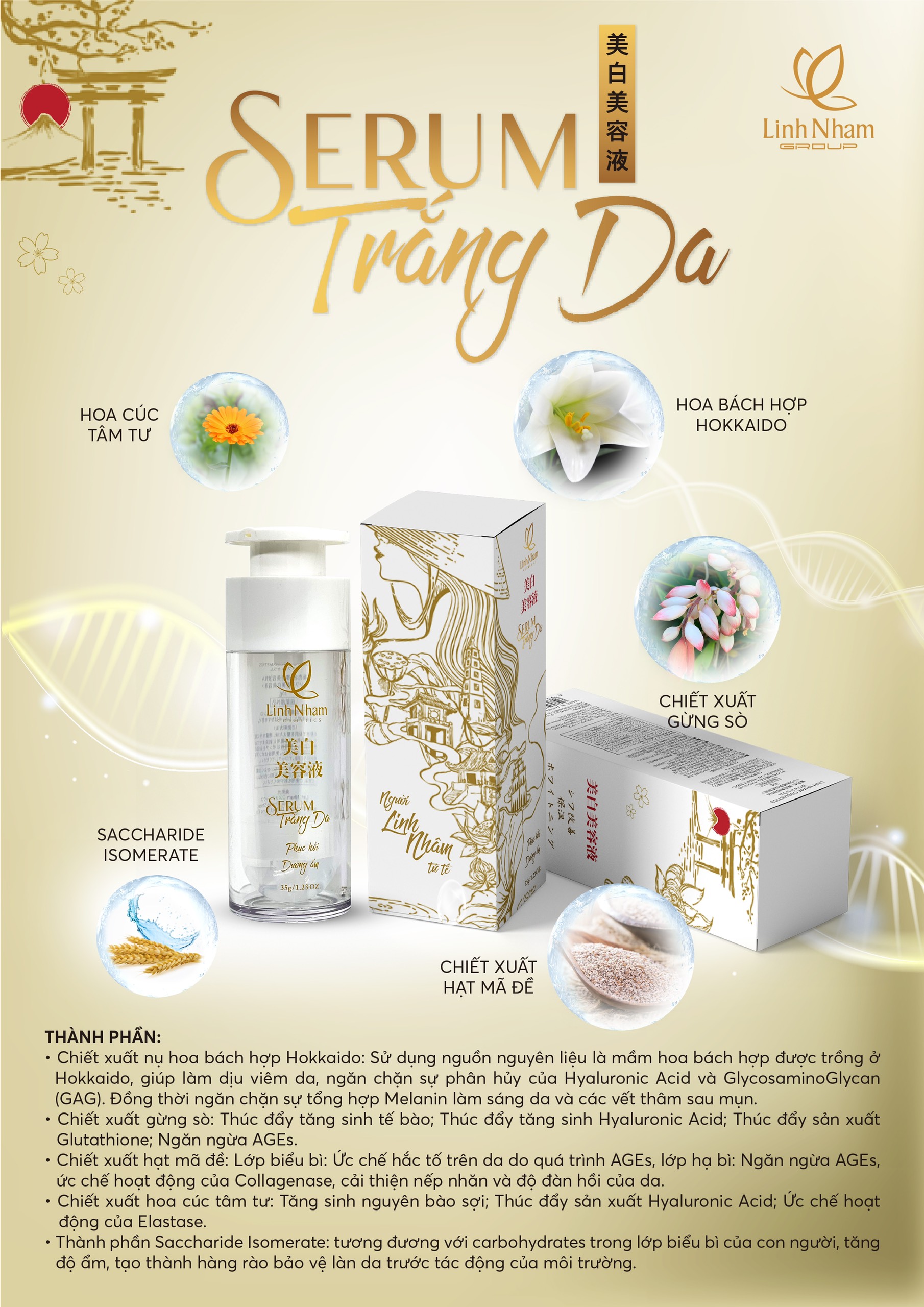 Serum Trắng Da Nhật Bản Linh Nhâm 35g