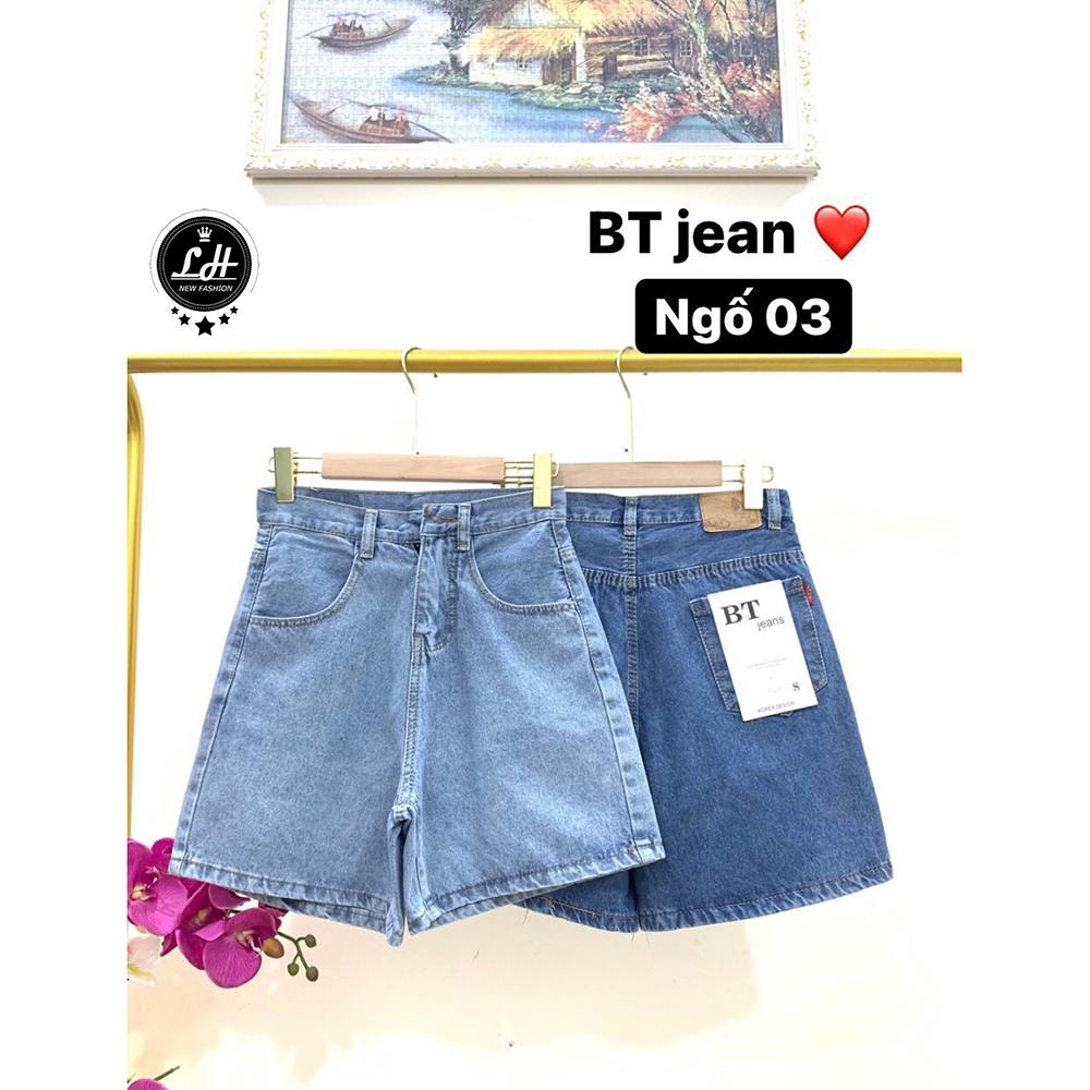 Quần ngố nữ ống rộng, quần short jean lưng cao hai nút kiểu túi nắp, túi vuông, 2 đai siêu dễ thương giá rẻ siêu hạt dẻ