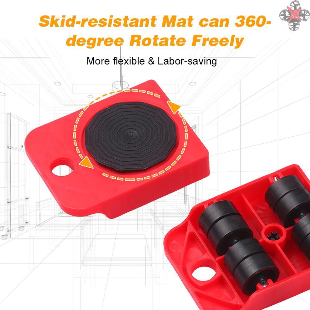 Bộ Dụng Cụ Hỗ Trợ Di Chuyển Đồ Nội Thất 4 Bánh Xe 180 Độ