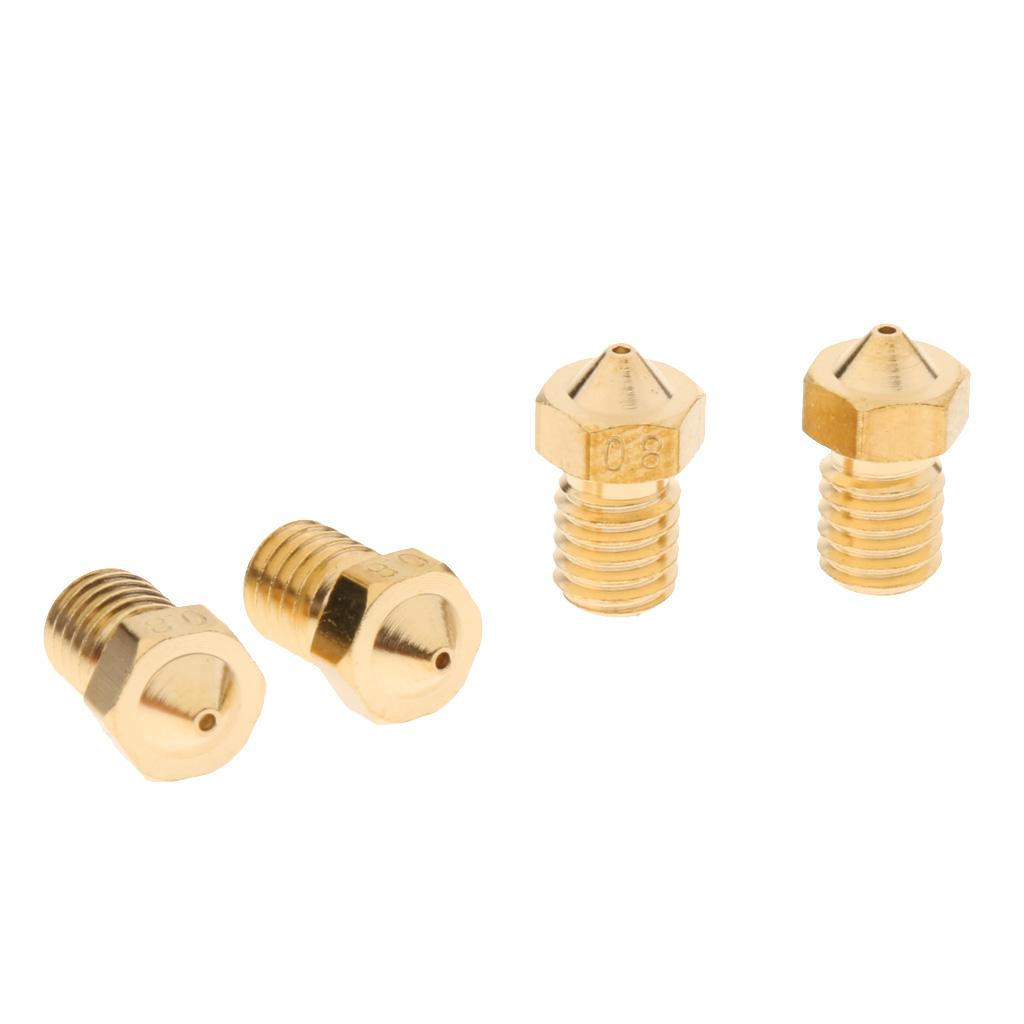 4Pcs 0.8mm 3D Printer 1.75mm Filament Extruder Nozzle Printhead Brass Copper