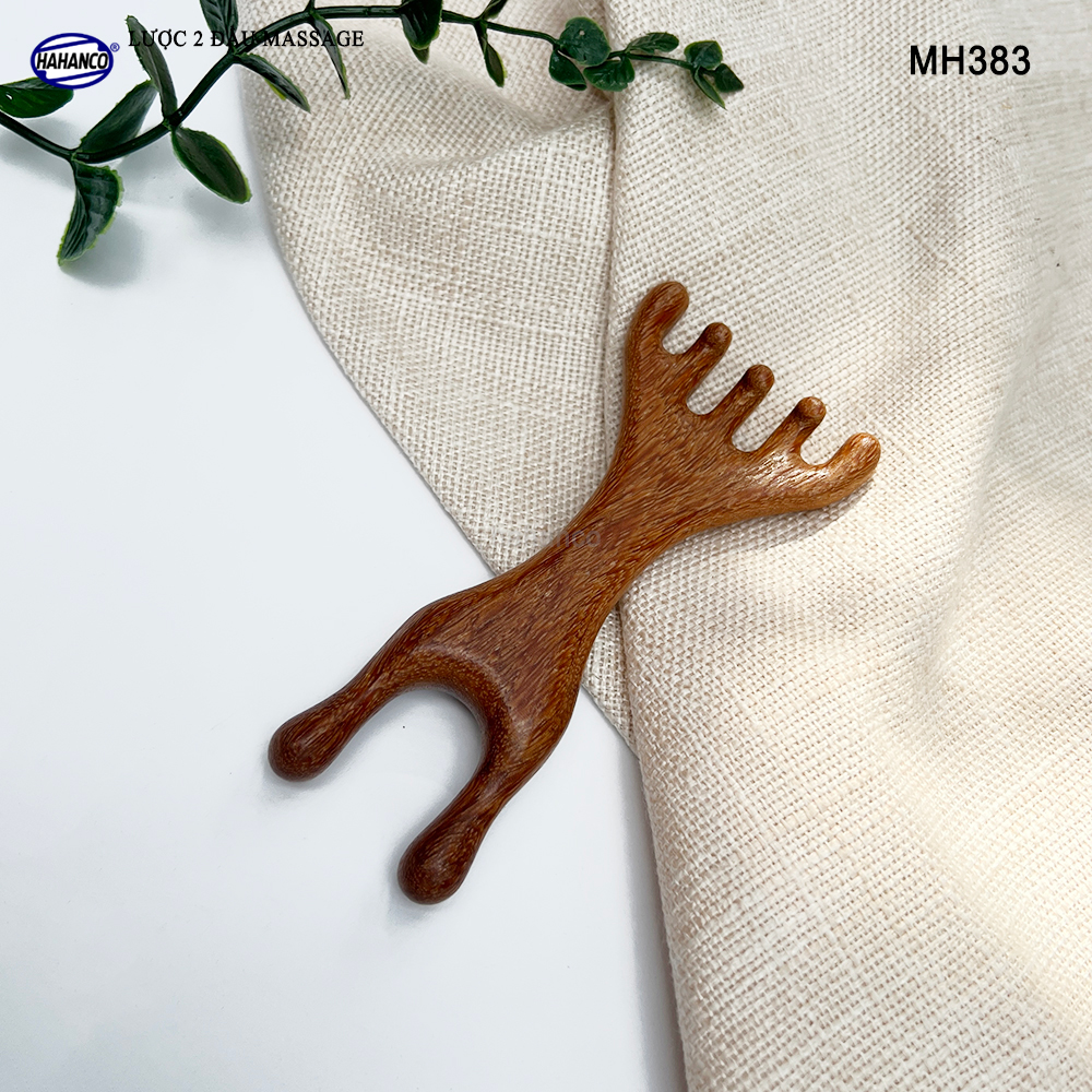 Lược Châm Cứu Hươu Bằng Gỗ Gõ Đỏ HAHANCO Giúp Lưu Thông Máu Mát Xa Toàn Thân - MH383