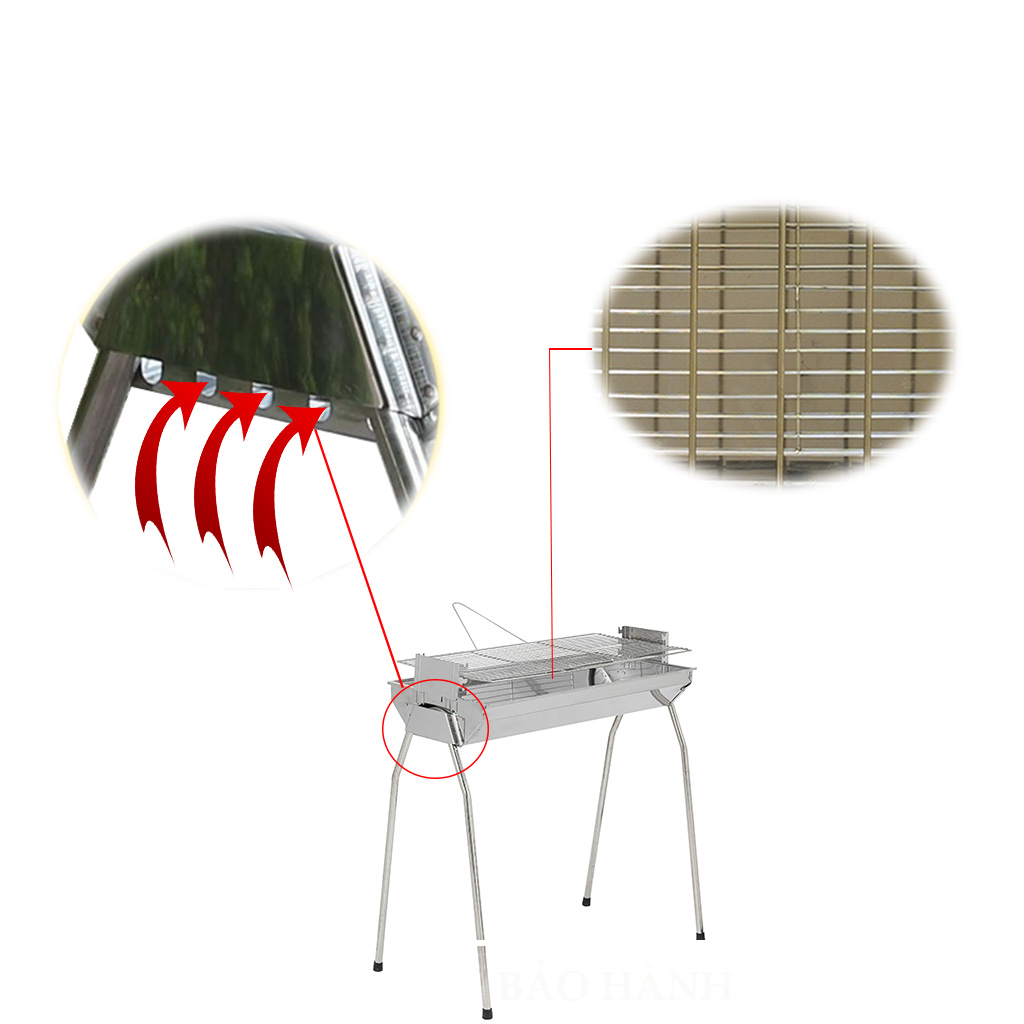 Bếp nướng than hoa VCL thay đổi chiều cao vỉ, Inox không gỉ sét, chống cháy thực phẩm, an toàn sức khỏe, không cần quạt, bếp nướng không khói, bếp nướng ngoài trời, lò nướng