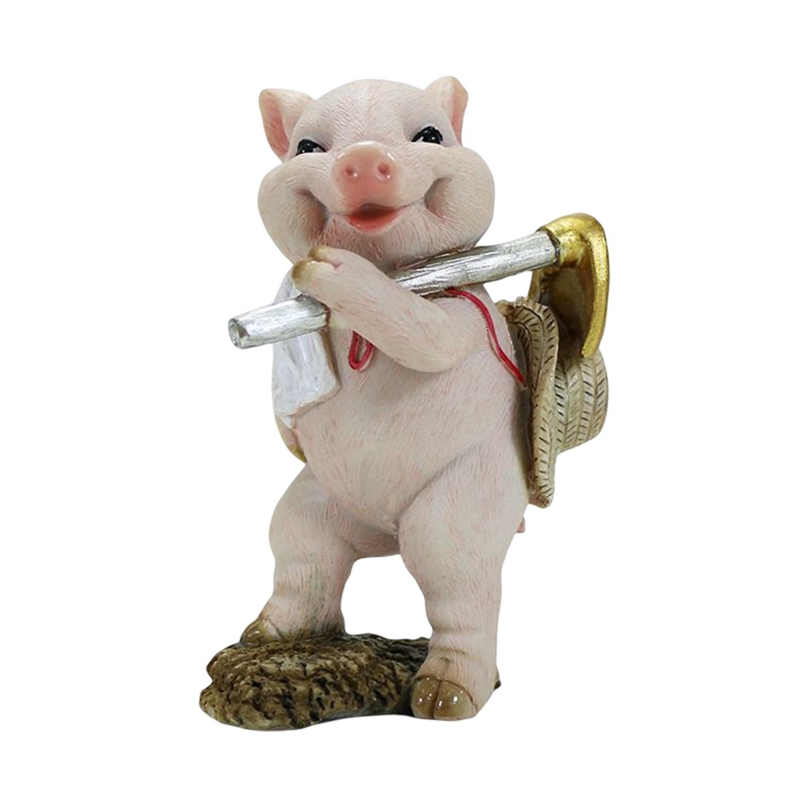 Miniature Pig Figurine Small Pig Sculpture Cute Pig Garden Statue Realistic Pig Decor for Bedroom Kitchen Nursery Room Decoration Gift