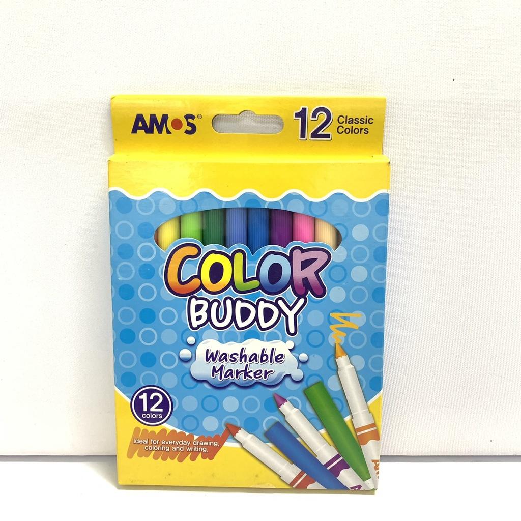 Bộ bút dạ nhập khẩu Hàn Quốc Amos Color Buddy Long 10/12 màu CM10P-M/CM12P-L