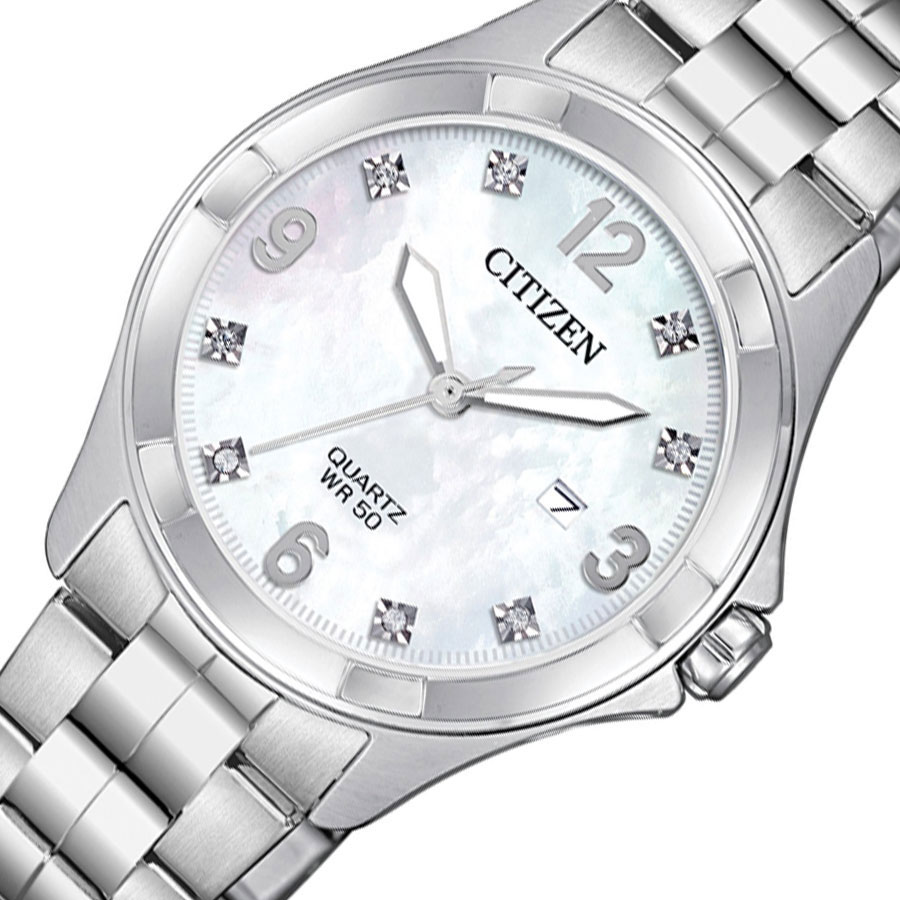 Đồng Hồ Nữ Citizen Đính Đá Swarovski Dây Thép Không Gỉ EU6080-58D - Mặt Xà Cừ