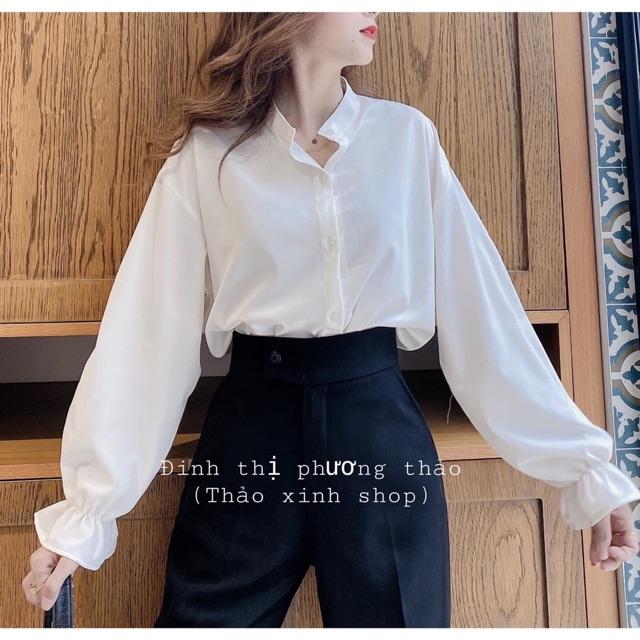 Áo sơmi tay dài bo tay chất kate