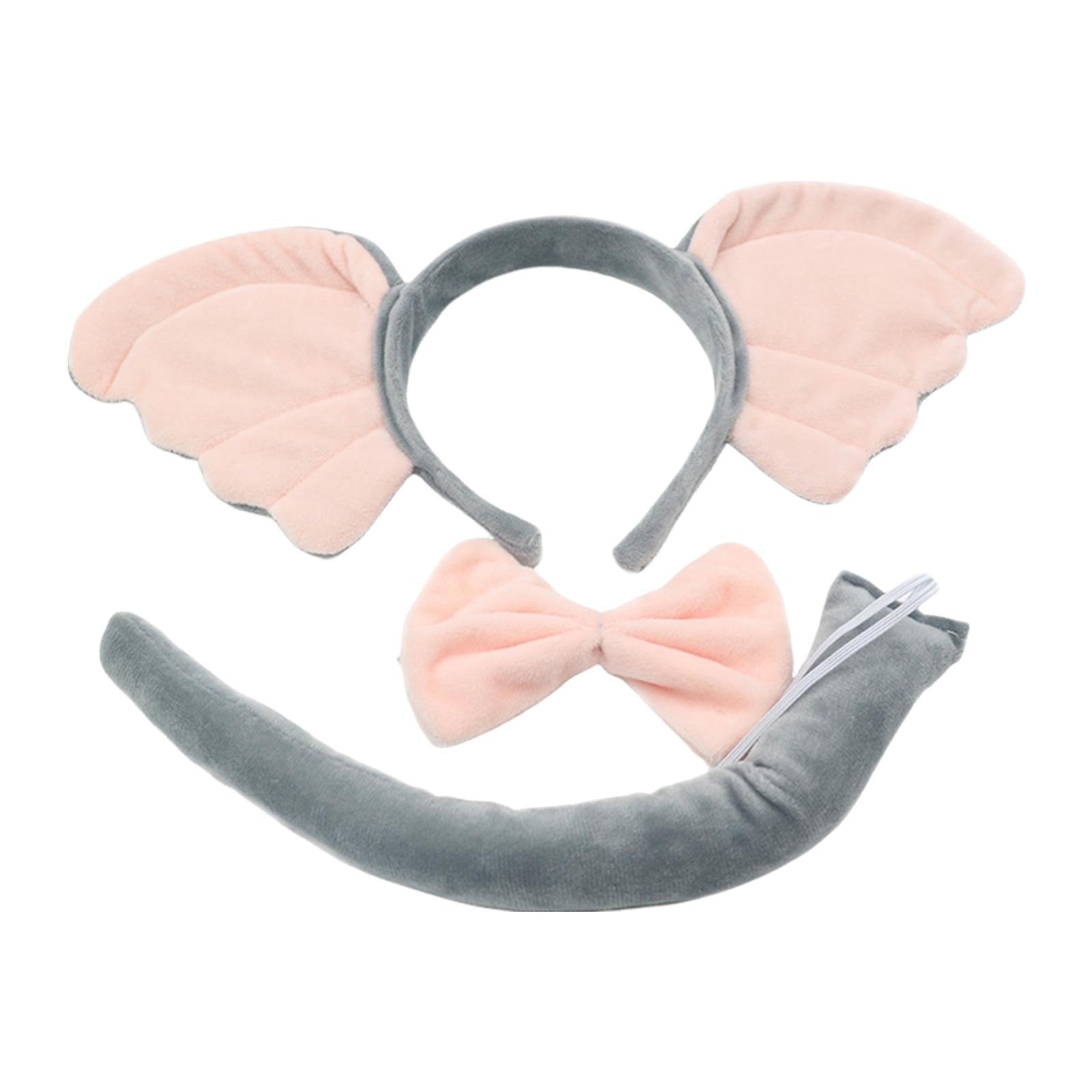 Elephant Costume Ears Headband Bowtie Tail for Stage Shows Carnival Dress up