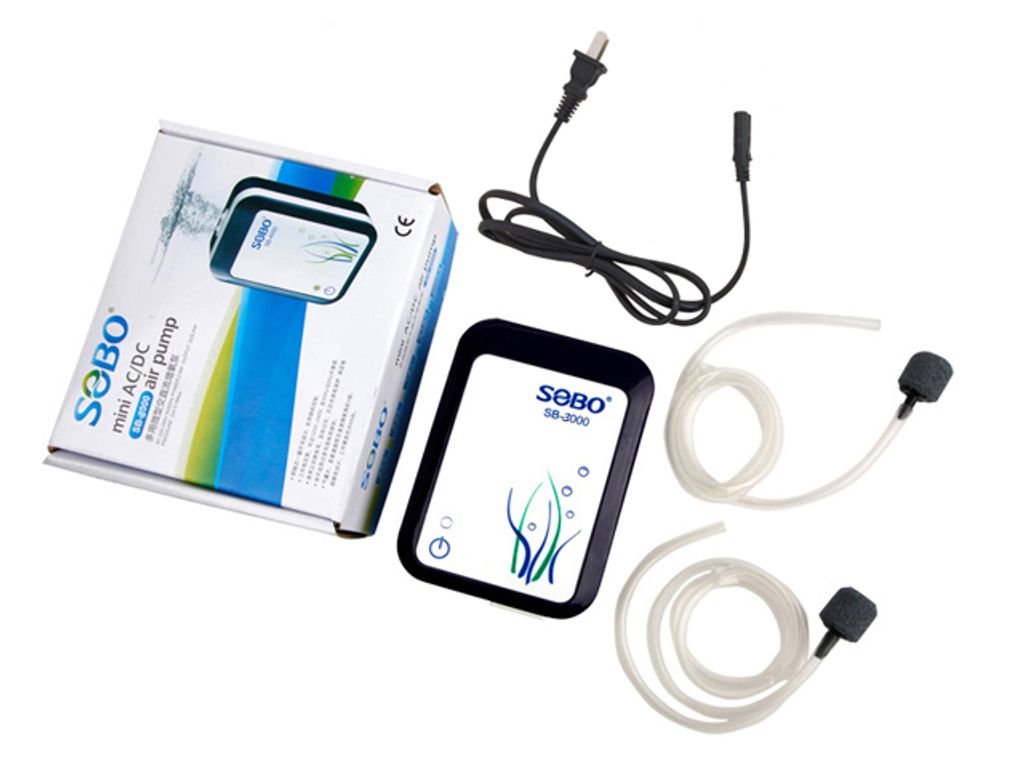 Máy Sủi Khí Oxy Tích Điện 2 Vòi Sobo SB-3000 2.8W - 3Lít/Phút , Sobo SB-4000 - Máy Oxi Cho Hồ Cá, Tiện lợi khi Bị mất điện, Đi Câu Cá