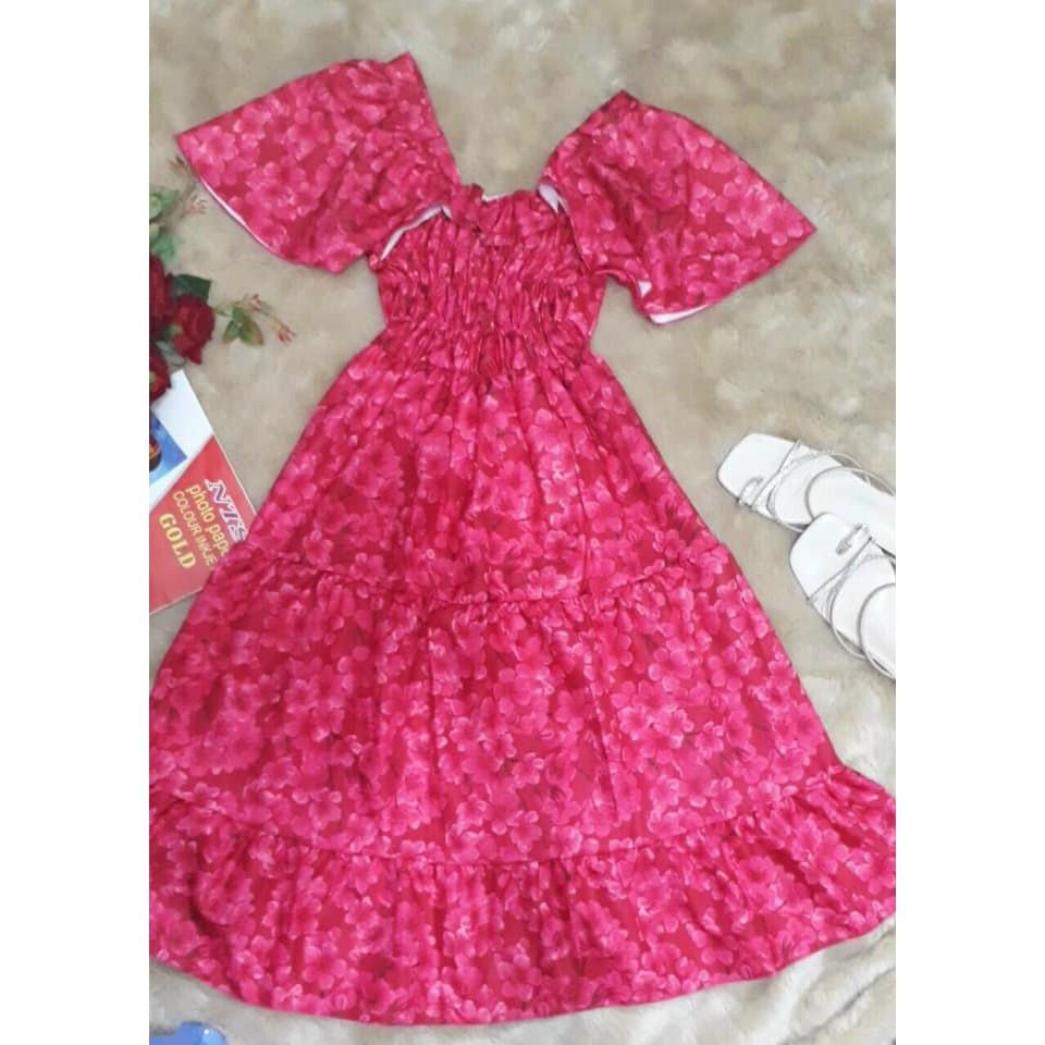 Đầm Xòe Hoa Xếp Bèo - Hậu Nguyễn Store