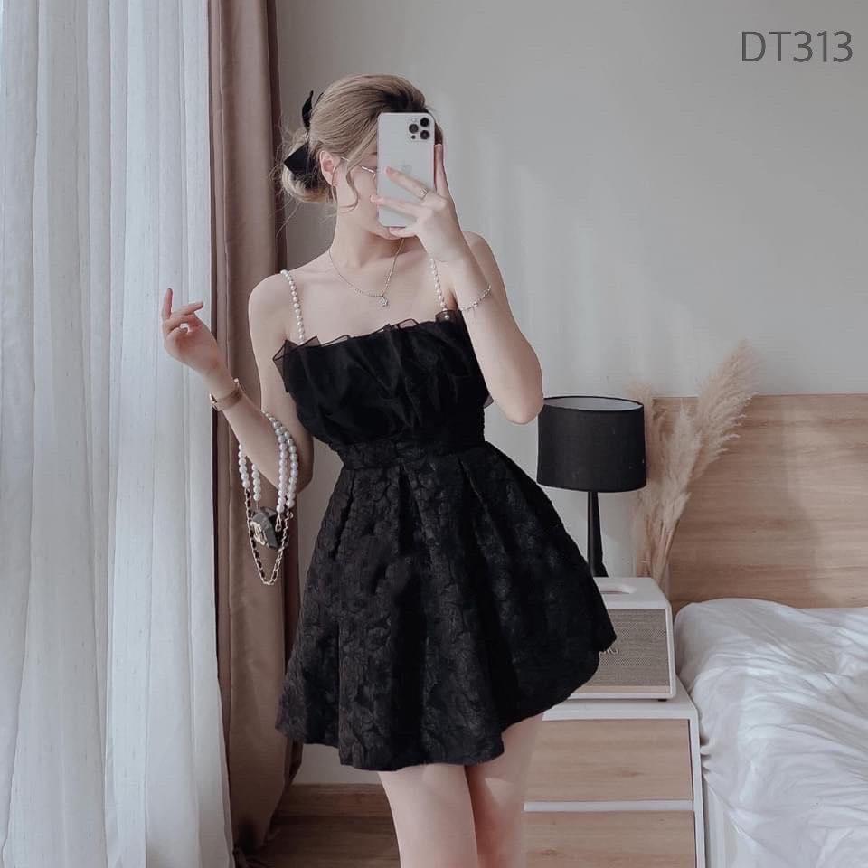 ĐẦM GẤM XÒE 2 DÂY ĐÍNH HẠT PHỐI TƠ 13632