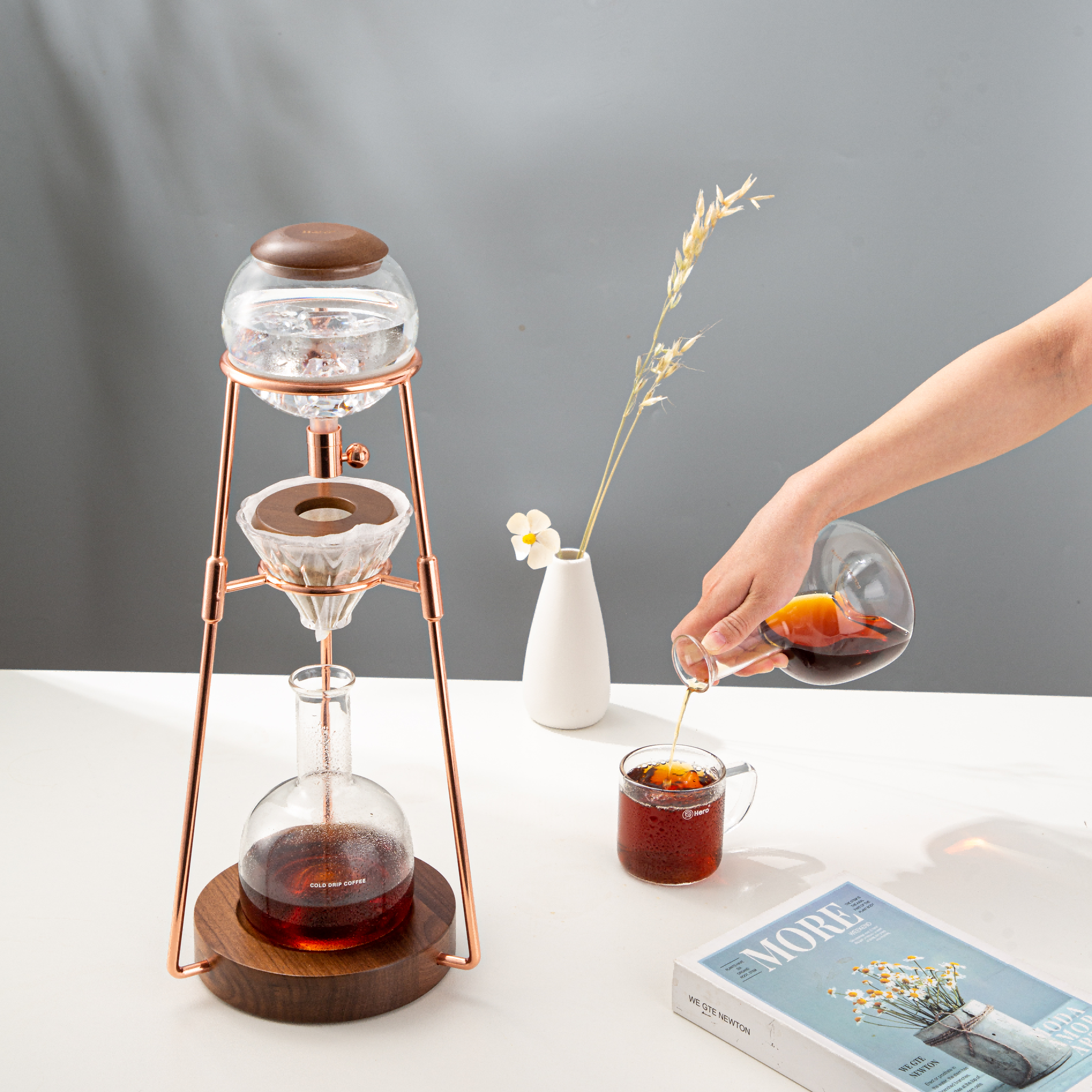 [Hàng chính hãng Hero] - Tháp pha cà phê Hero DingYuan Ice drip coffee maker / Rose Golden 500ml