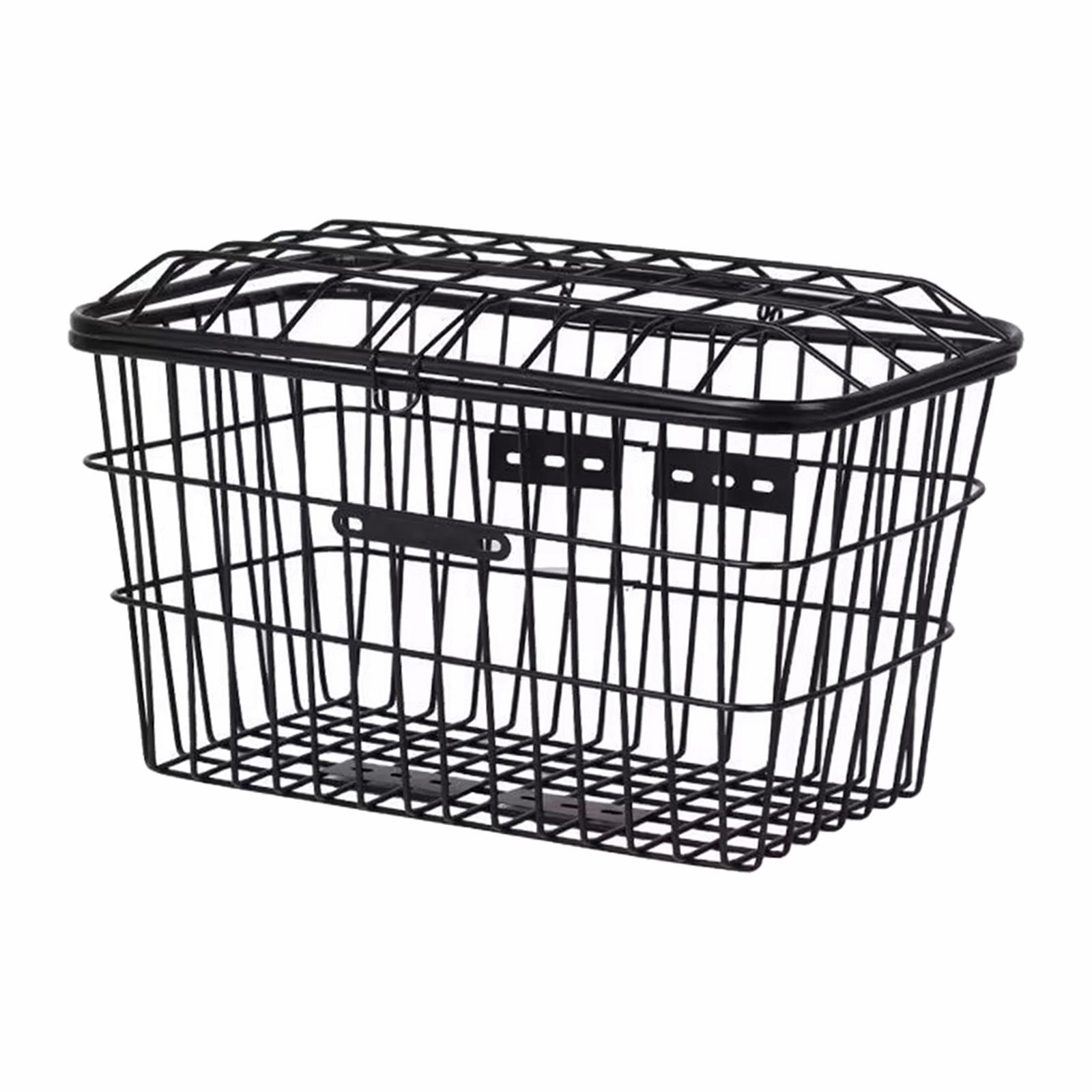Bike Rear Basket Bike Storage Basket Black Holder Container Holding Water Bottle, Toys, Snacks Universal with Cover Hanging Cycling Baskets