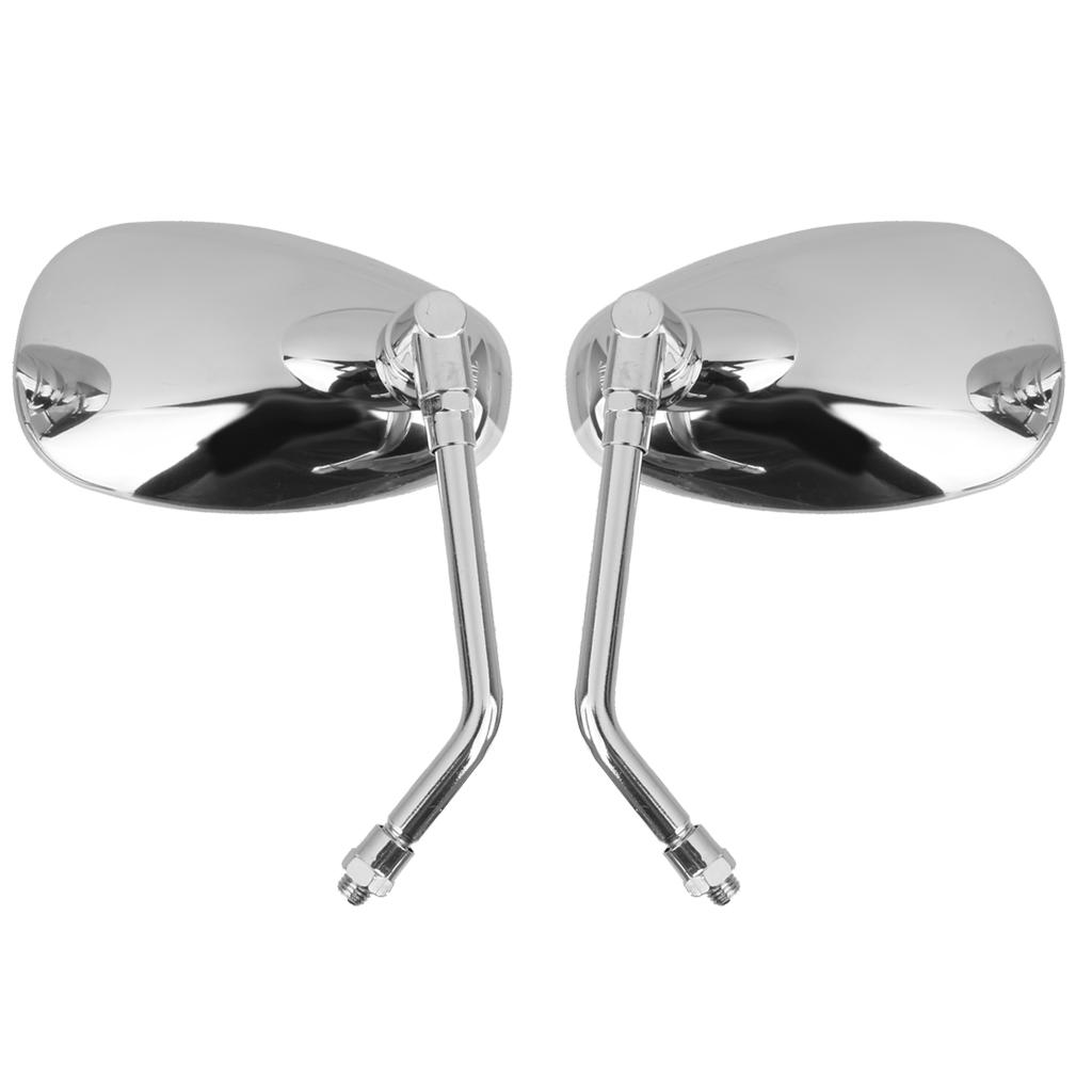 Motorcycle Chrome Oval Side Rearview Mirrors for Cruiser Chopper 10mm