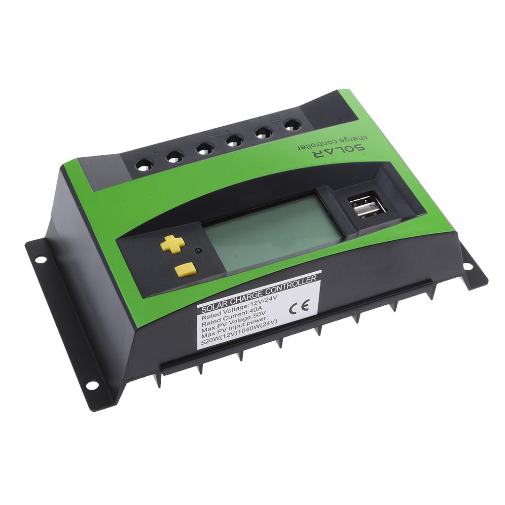 40A Solar Panel Charger Controller Lights Energy Save 12V/24V