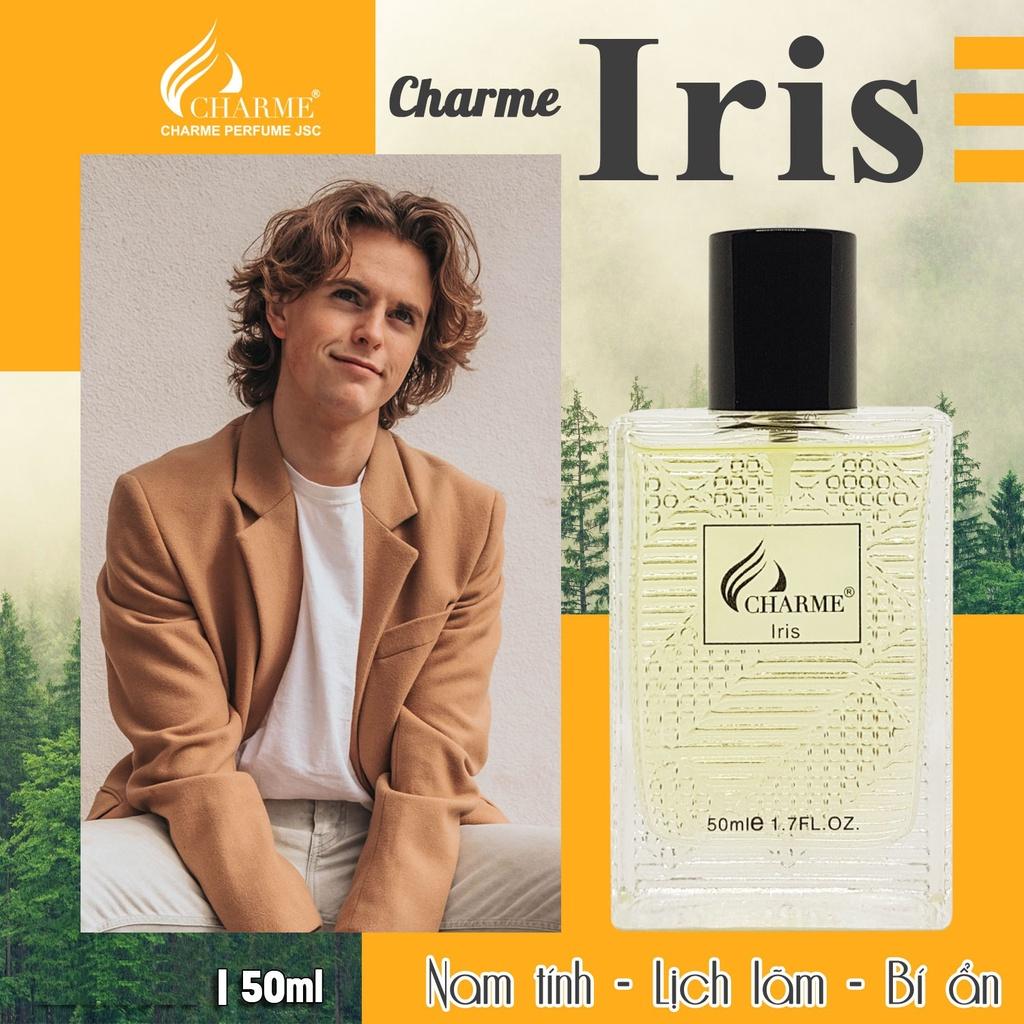 Nước hoa nam quyến rũ, Charme Iris, thơm lâu, sành điệu cá tính, lưu hương cả ngày, 50ml