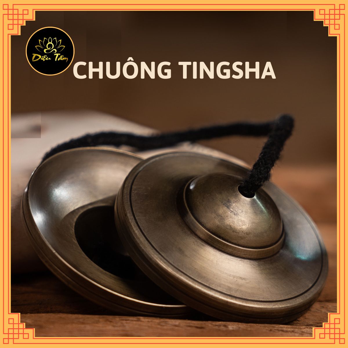 Chuông thiền Tây Tạng Tingsha Cymsha Cymbals Chiêng đồng thủ công Mật tông Chuông Yoga Chập Cheng Chũm Chọe kèm bao gấm