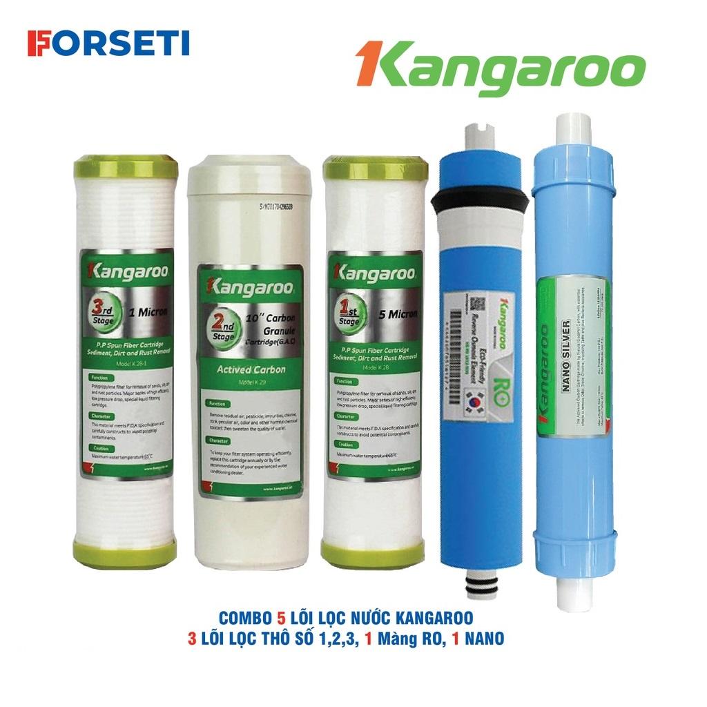 Trọn bộ 5 lõi lọc nước Kangaroo Hàng chính hãng dùng cho máy lọc nước Kangaroo KG102AKV