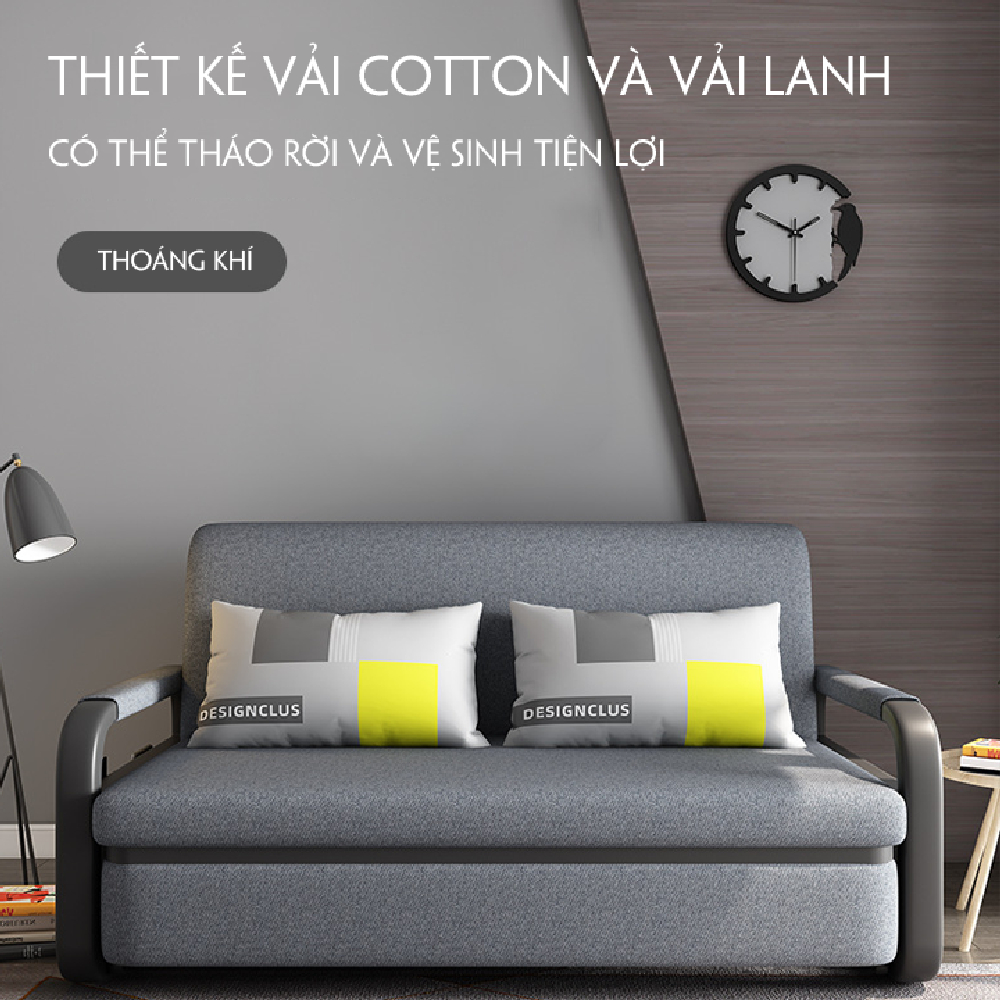 Giường sofa gấp gọn thành ghế tiện lợi K15 1m50 x 1m93 loại mousse bọt biển mật độ cao + 2 gối êm ái , giao màu ngẫu nhiên