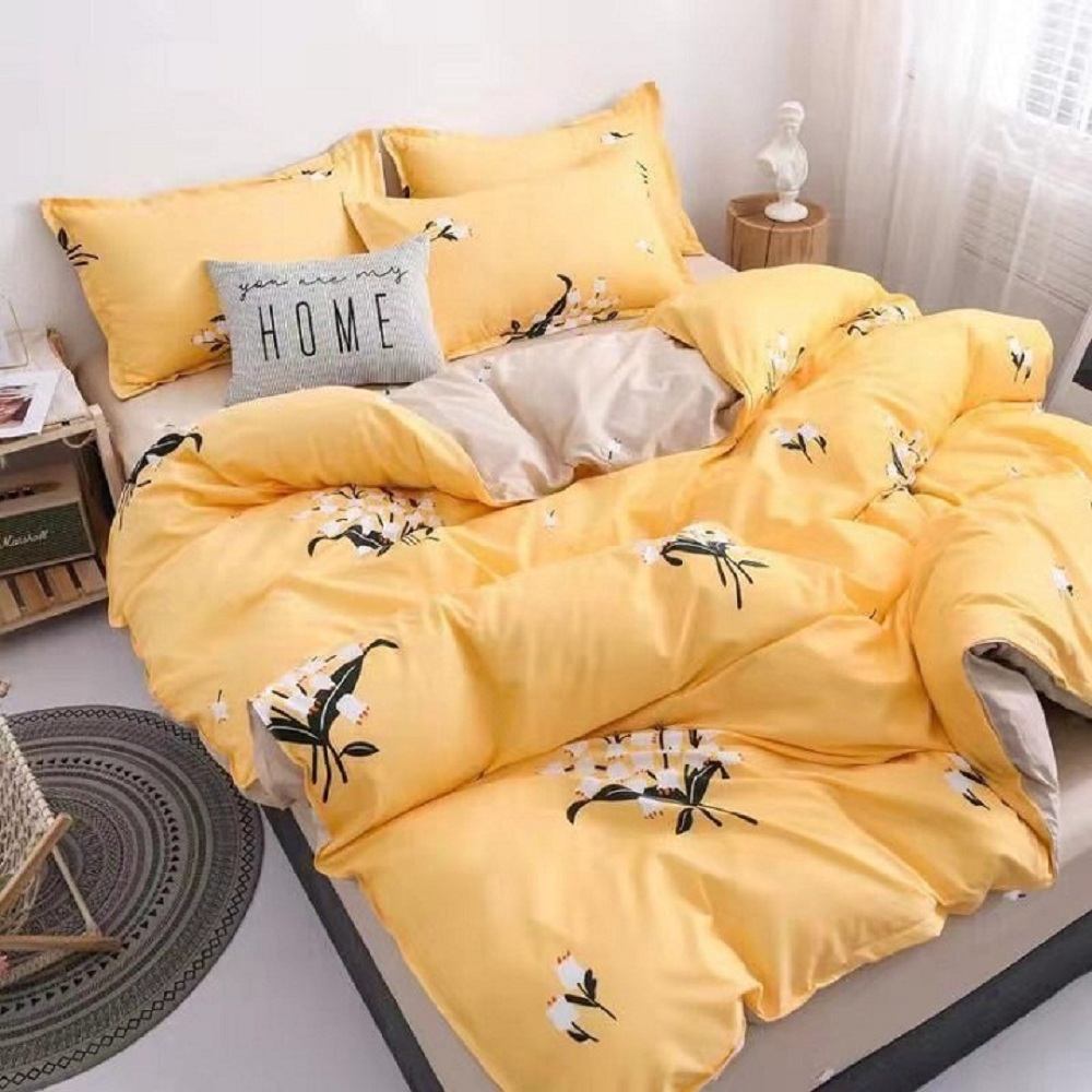 Bộ Chăn Ga Gối Cotton Poly Nhập Khẩu Set Gồm 4 Món Hàng Đẹp Mã 01 (gồm 1 vỏ chăn có khóa lồng ruột, 1 ga giường, 2 vỏ gối)