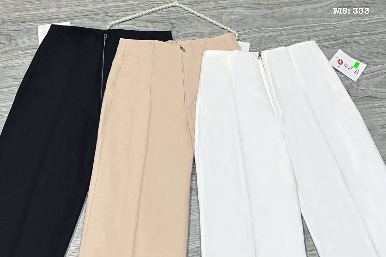 Quần ống rộng khóa kéo sắt Cun Fashion chất liệu tuyết mưa dài 98cm form quần chuẩn đẹp