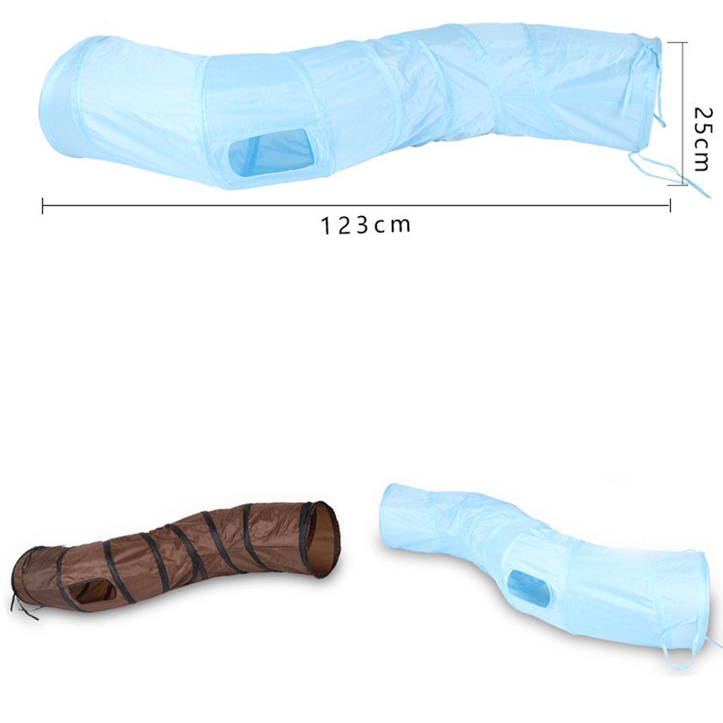 Collapsible S Shape Crinkle Cat Toy Tube for Cats Dogs Rabbit Hamster Blue