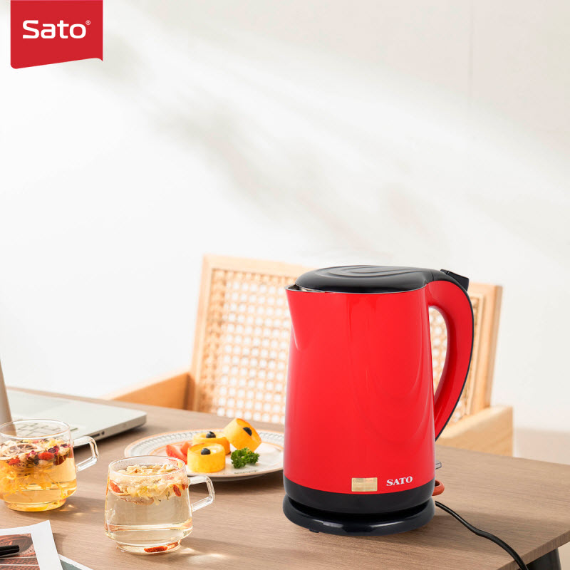 Ấm siêu tốc 2 lớp cao cấp 1.8L Sato 17ST52 - Ruột ấm bằng inox cao cấp không gỉ, vỏ ngoài ấm bằng nhựa cao cấp cách nhiệt - Miễn phí vận chuyển toàn quốc - Hàng chính hãng