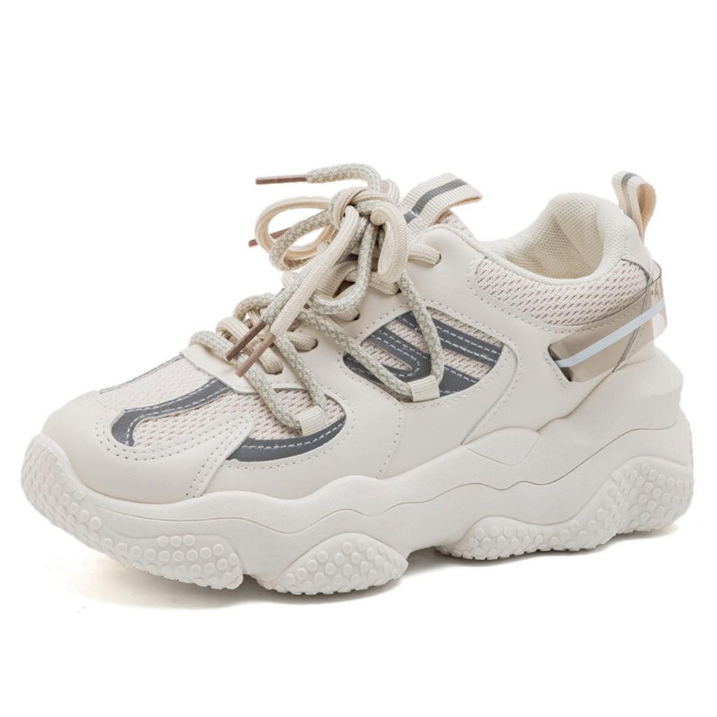 Giày Thể Thao Nữ FASHION- Giày nữ tăng chiều, Độn Đế 5cm, màu Be,xanh & Đen, Mẫu hot trend 2021