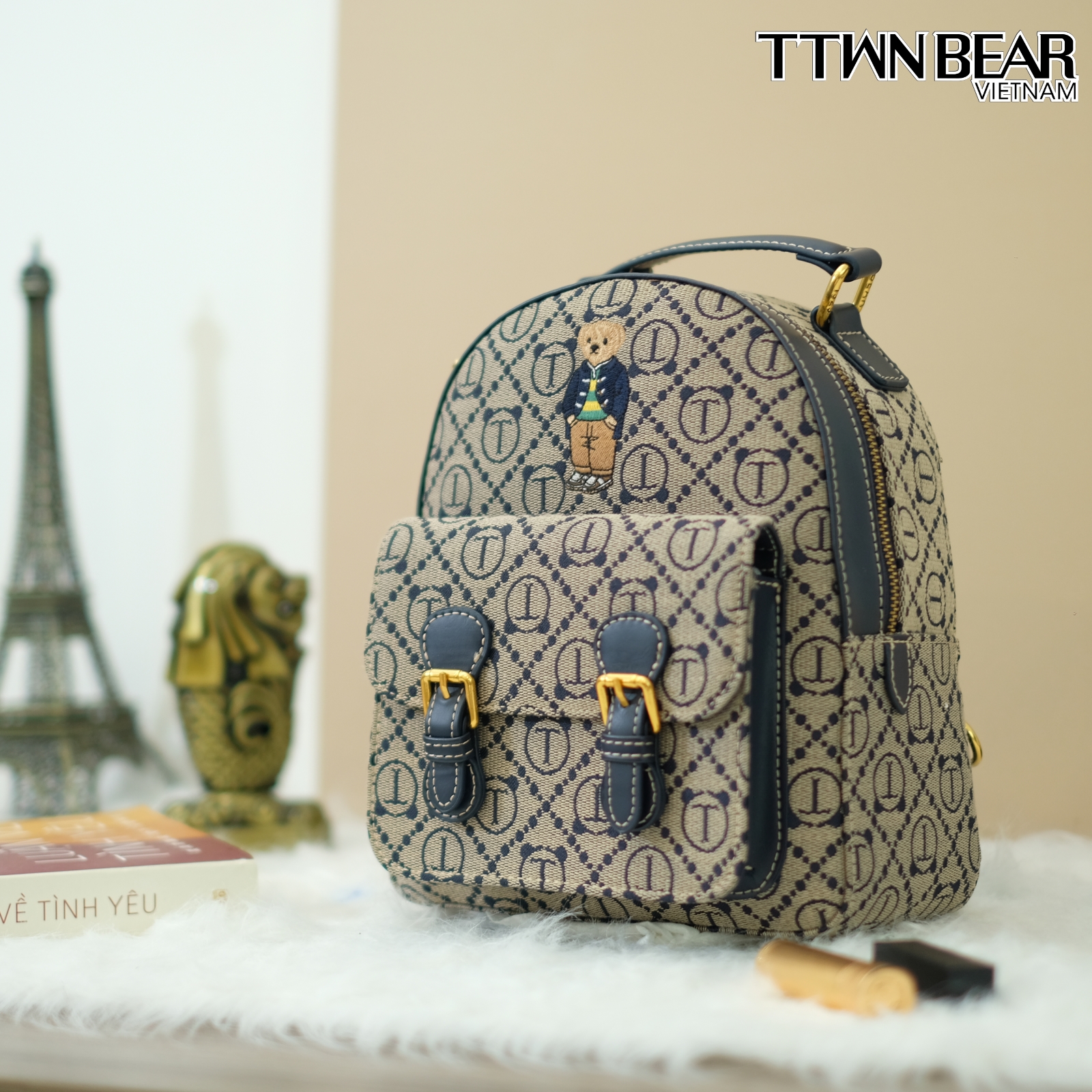 Balo nữ TN3179  chữ T đi học, đi chơi thời trang cao cấp TTWN BEAR