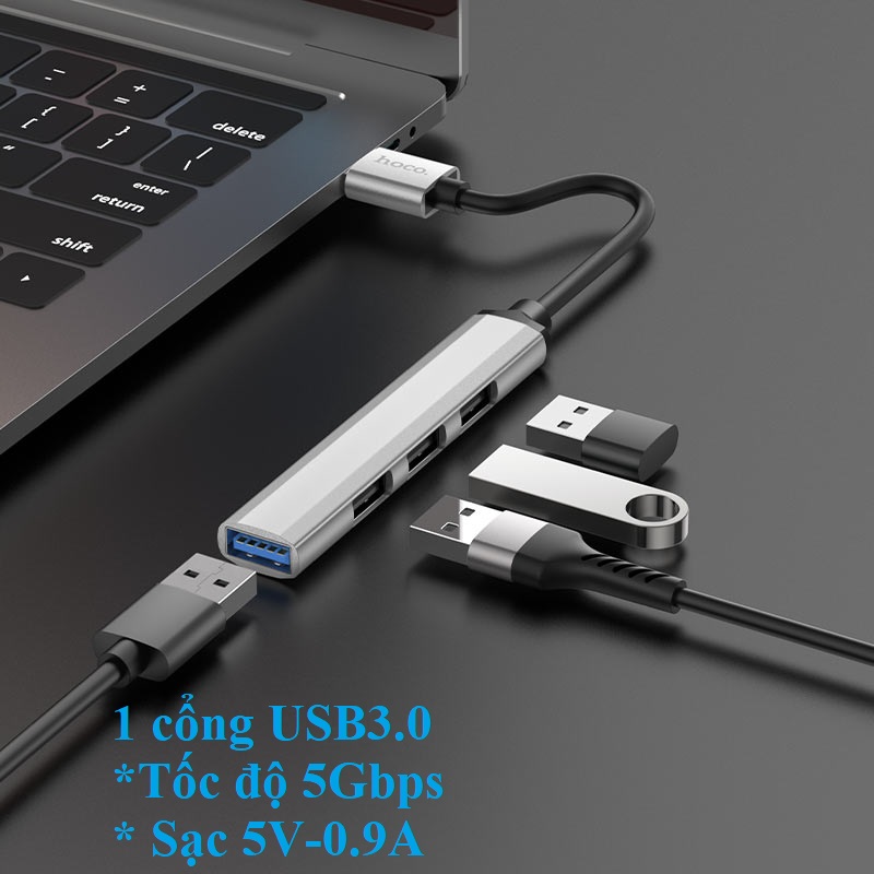 Hub / bộ chuyển cổng USB 4 in 1 cho laptop Hoco HB26 - Hàng chính hãng