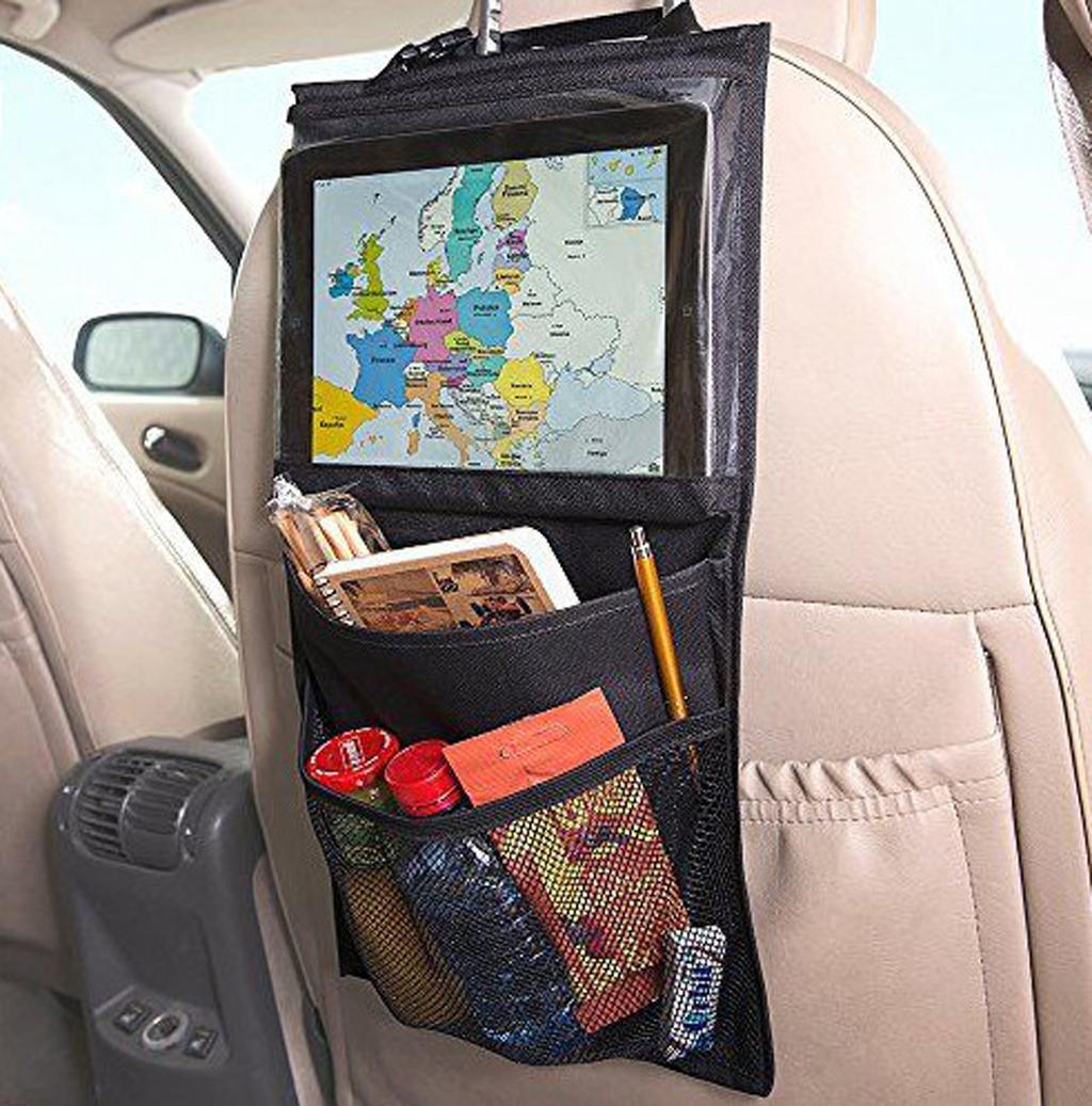 Kids Car Back Seat Ipad Hanging Bag Travel Storage Tablet Holder with Pocket