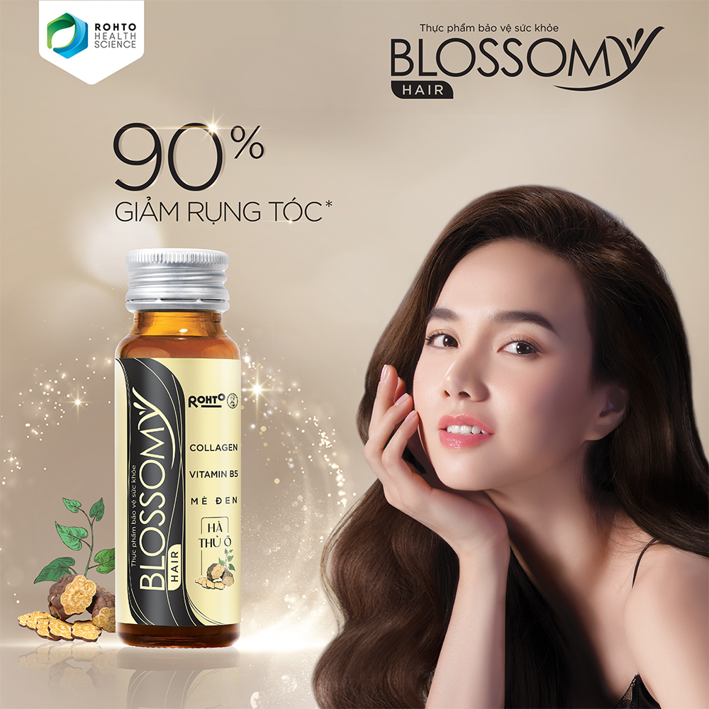 Nước uống giúp giảm rụng tóc, sáng da Blossomy Hair lốc 10 chai x 50ml