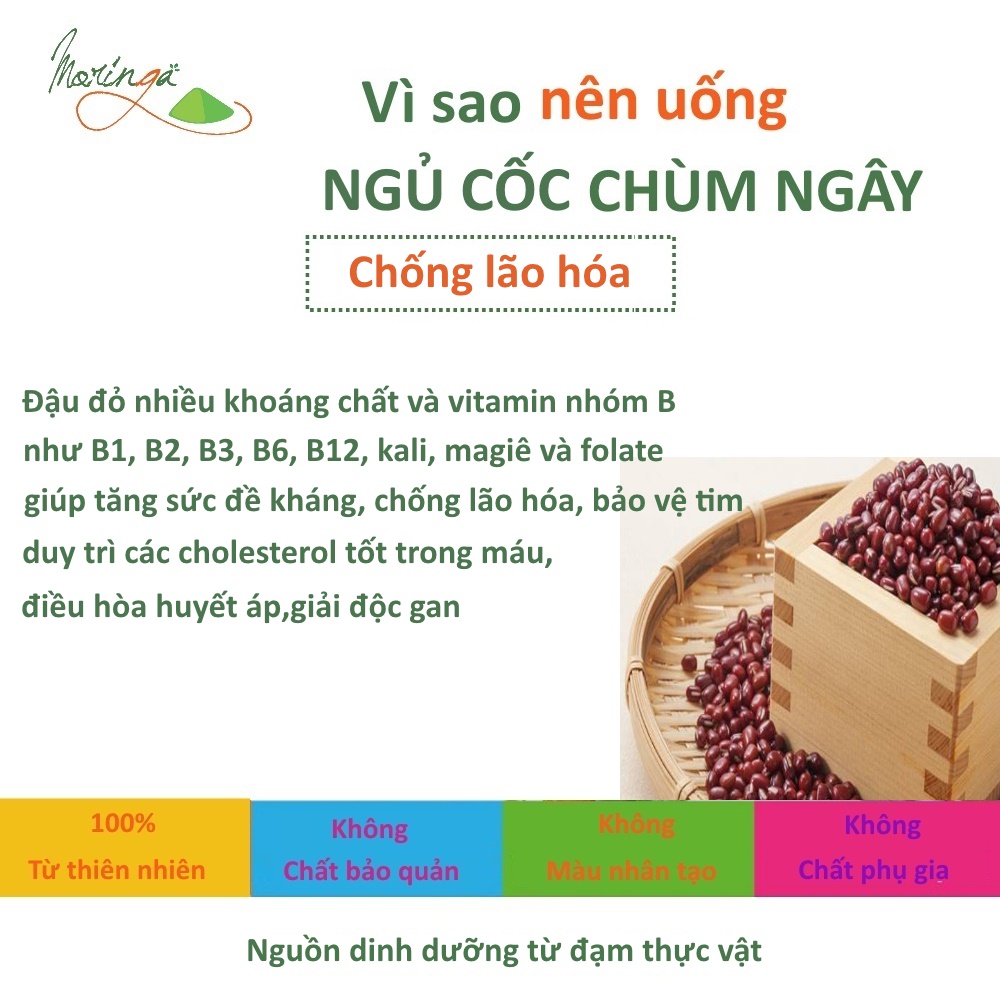 Bột Ngũ Cốc Chùm Ngây - Thực phẩm cung cấp dinh dưỡng cho mọi đối tượng, bổ sung caxi và đạm thực vật, tiện lợi cho bữa sáng và chắc bụng cho bữa tối giúp ngủ ngon