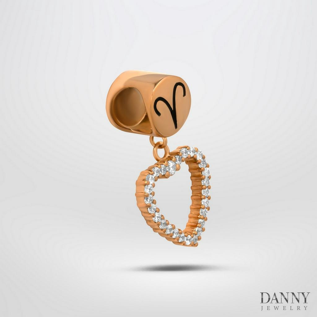 Charm Bạc 925 Danny Jewelry Cung Hoàng Đạo & Hình Trái Tim Đính Đá CZ PK018S Xi Rhodium