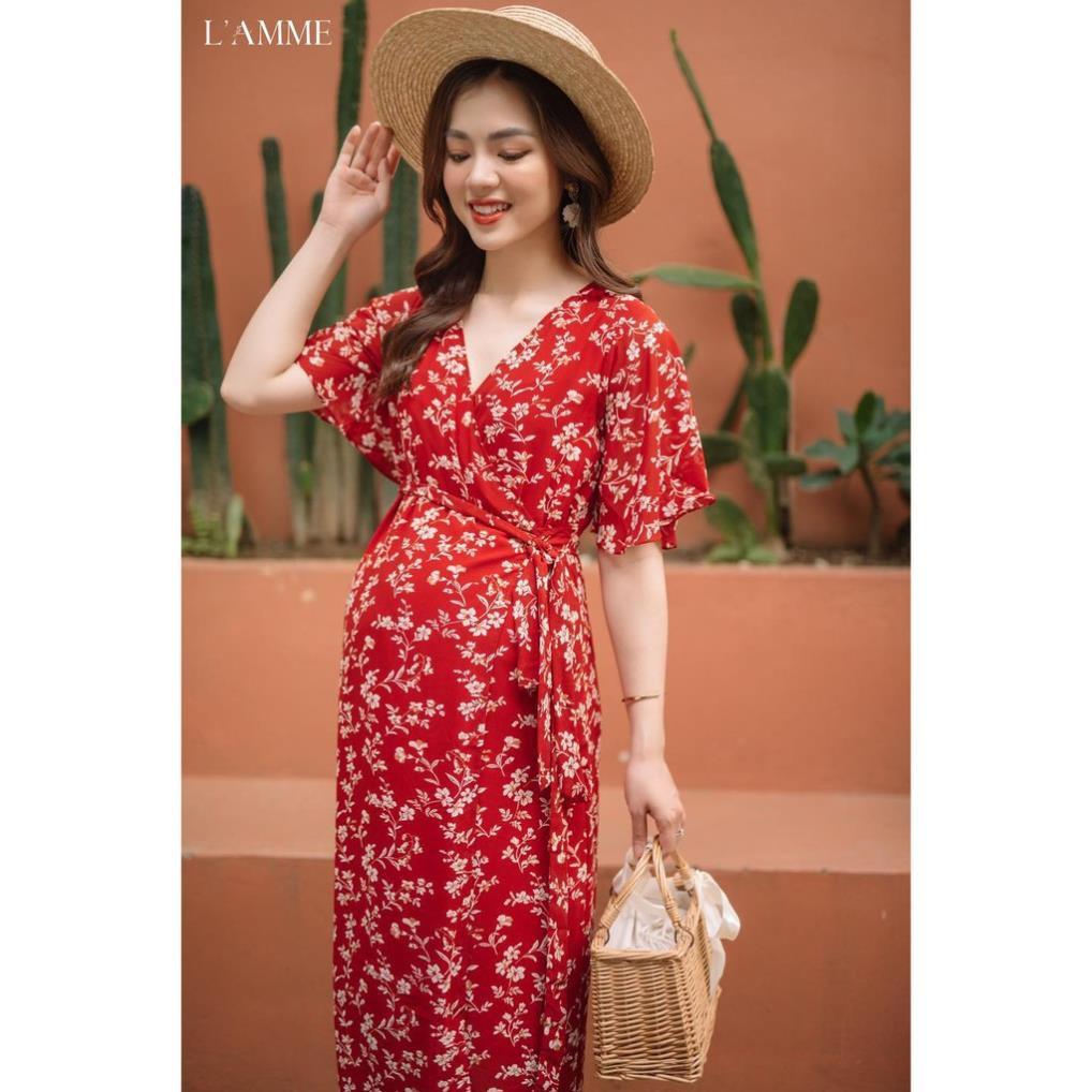 Váy bầu đẹp Jasmine Dress vải voan mềm mại đi du lịch, đi chơi thiết kế bởi LAMME