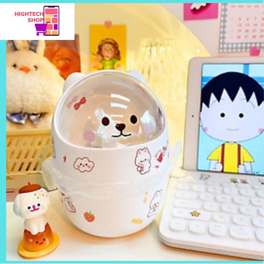 Thùng rác mini để bàn hình gấu dễ thương kèm sticker